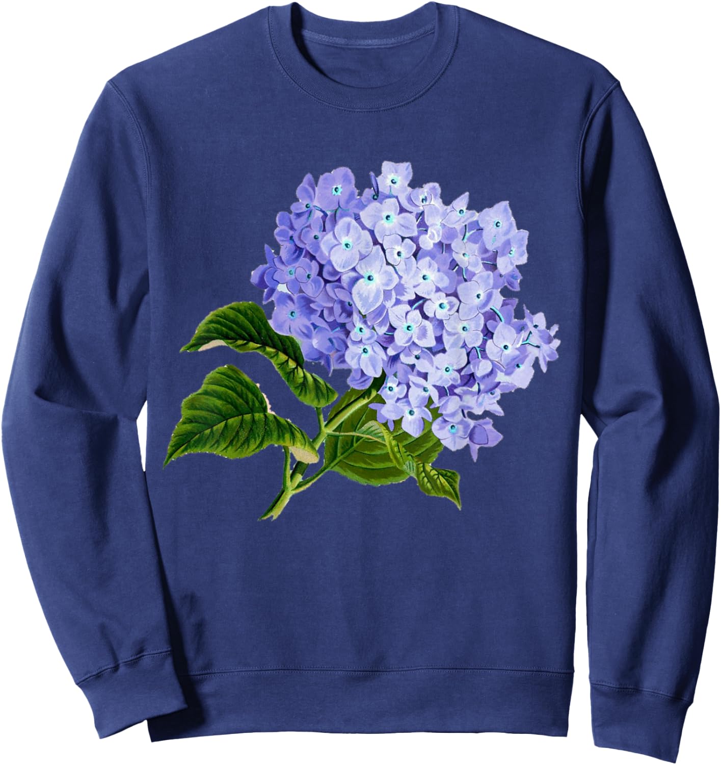 Vintage Purple Hydrangea Flowers Retro Gardener Art Sweatshirt - Sweatshirt | Navy