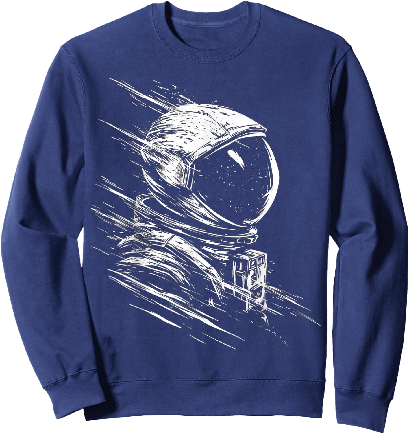Astronaut Drawing Art Graphic Motif Astronaut Sweatshirt - Sweatshirt | Navy
