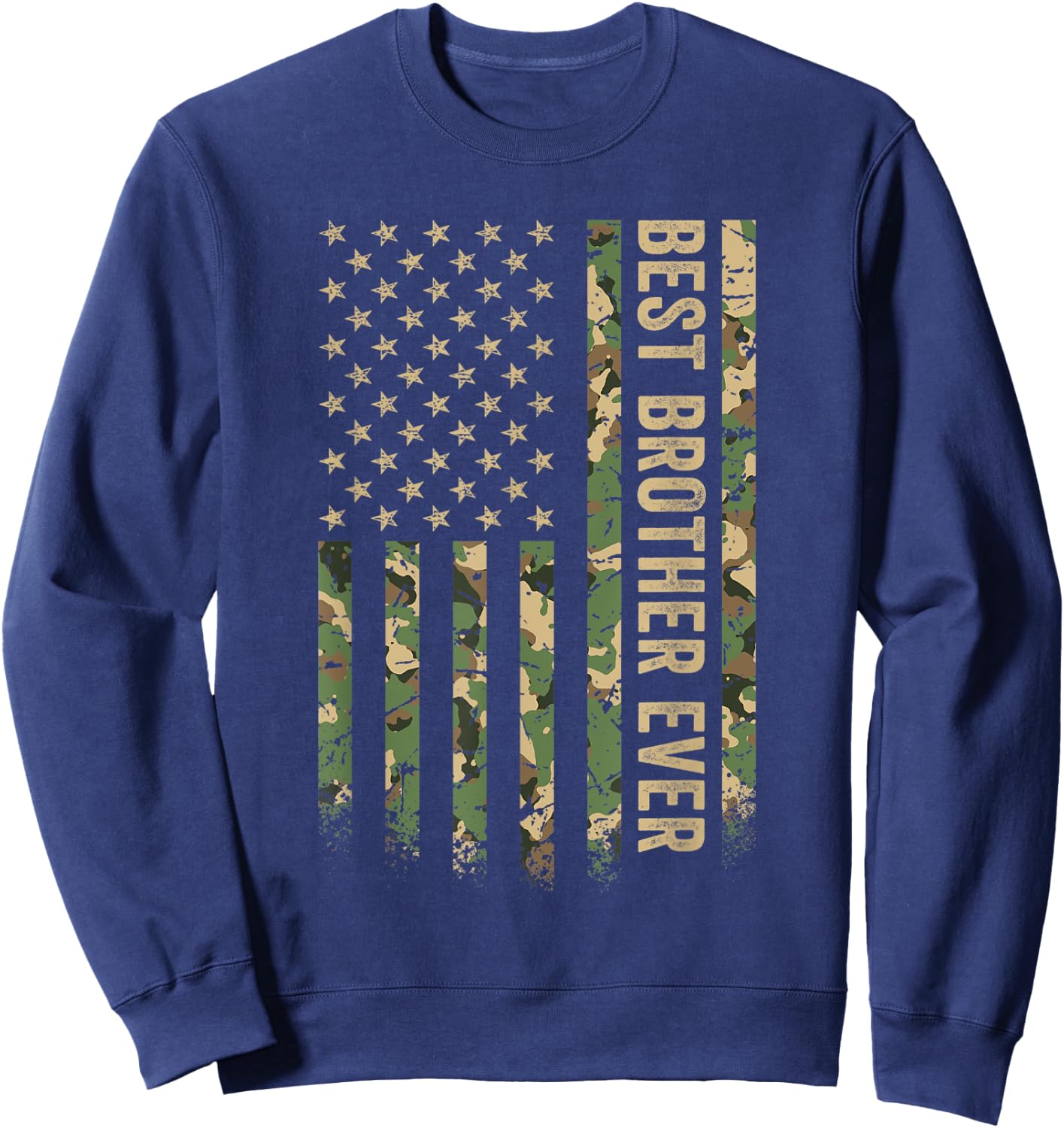 Best Brother Ever American Flag Camo Veteran Patriotic for Kids Men Sweatshirt - Sweatshirt | Navy