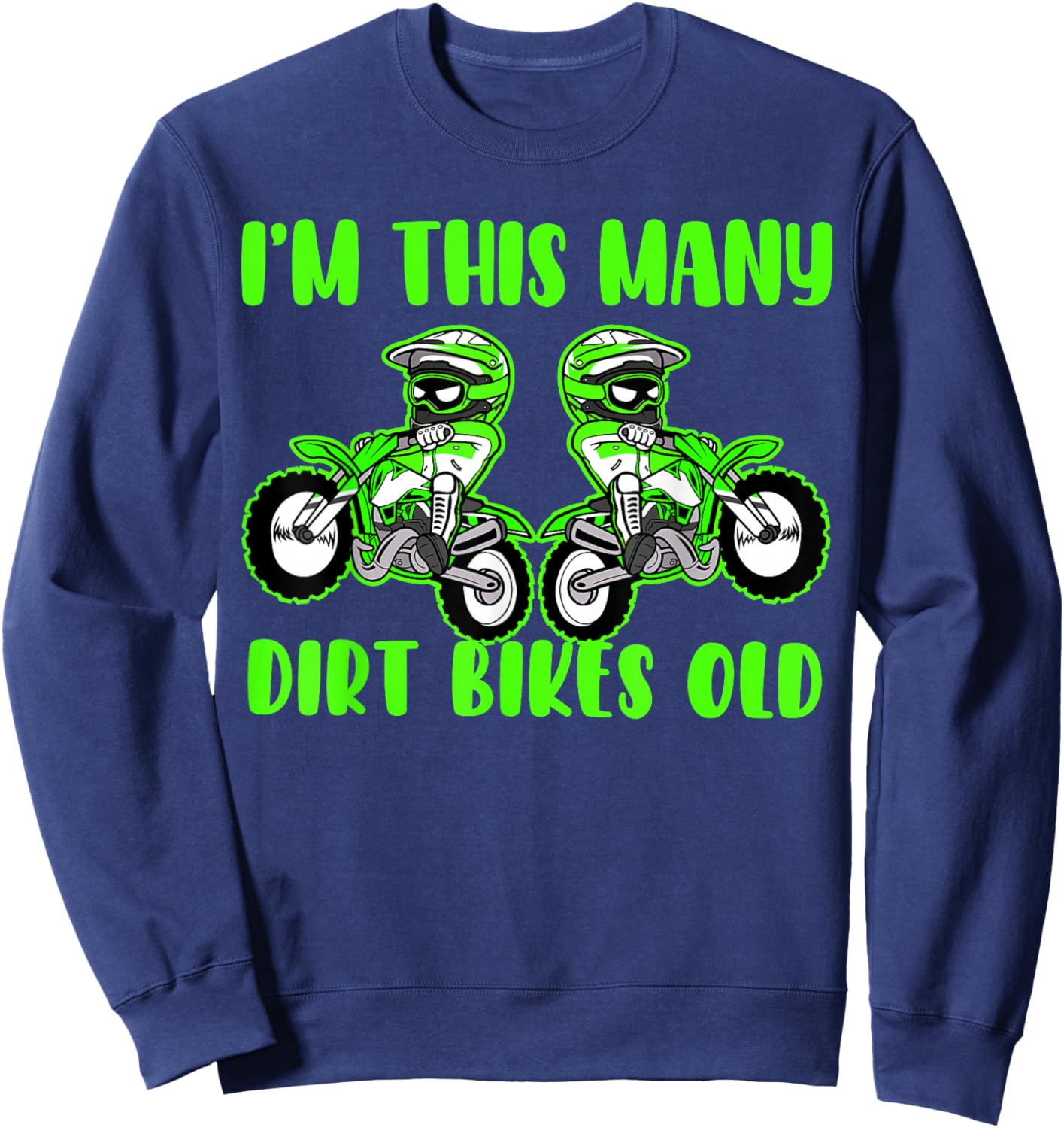 I'm This Many Dirt Bikes 2 Year Old 2nd Birthday Motocross Sweatshirt - Sweatshirt | Navy