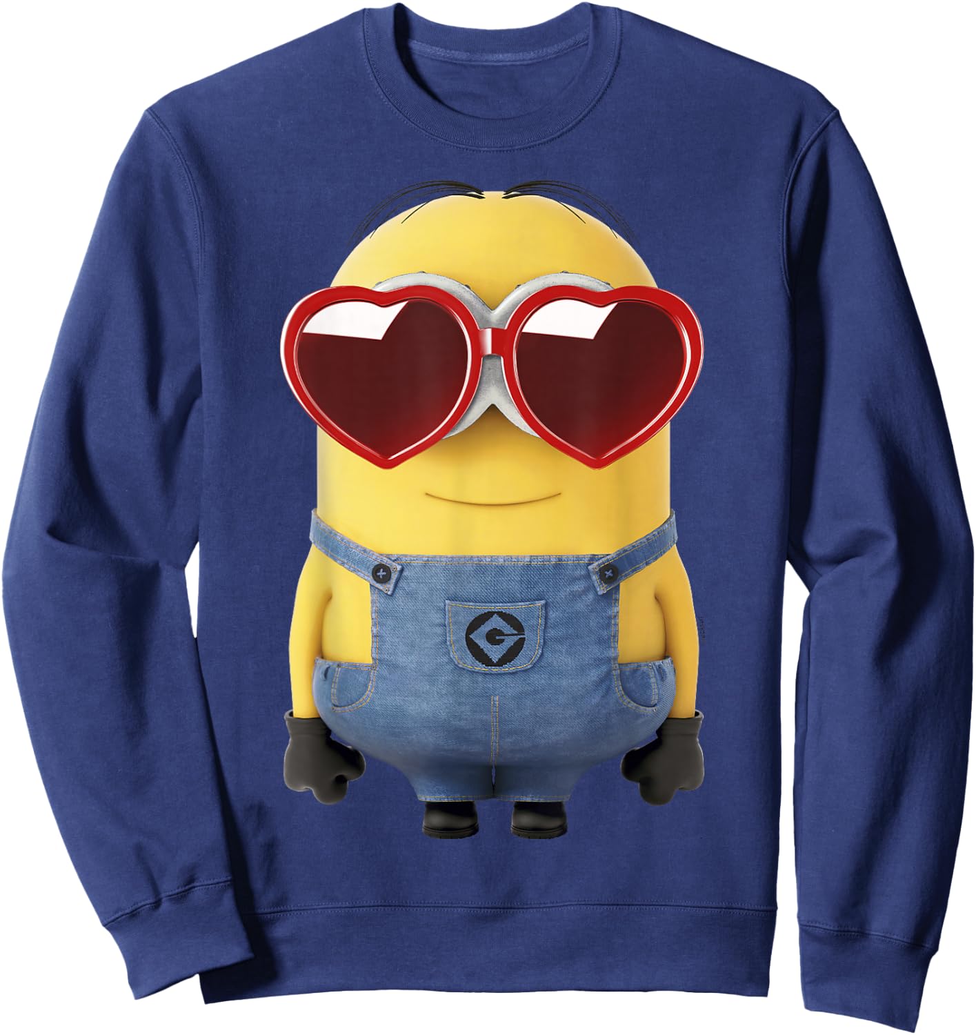 Minions Valentine's Day Dave Heart Glasses Sweatshirt - Sweatshirt | Navy