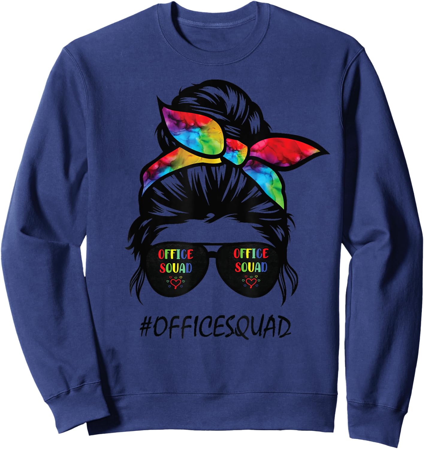 Office Squad life messy bun hair Administrative Assistant Sweatshirt - Sweatshirt | Navy