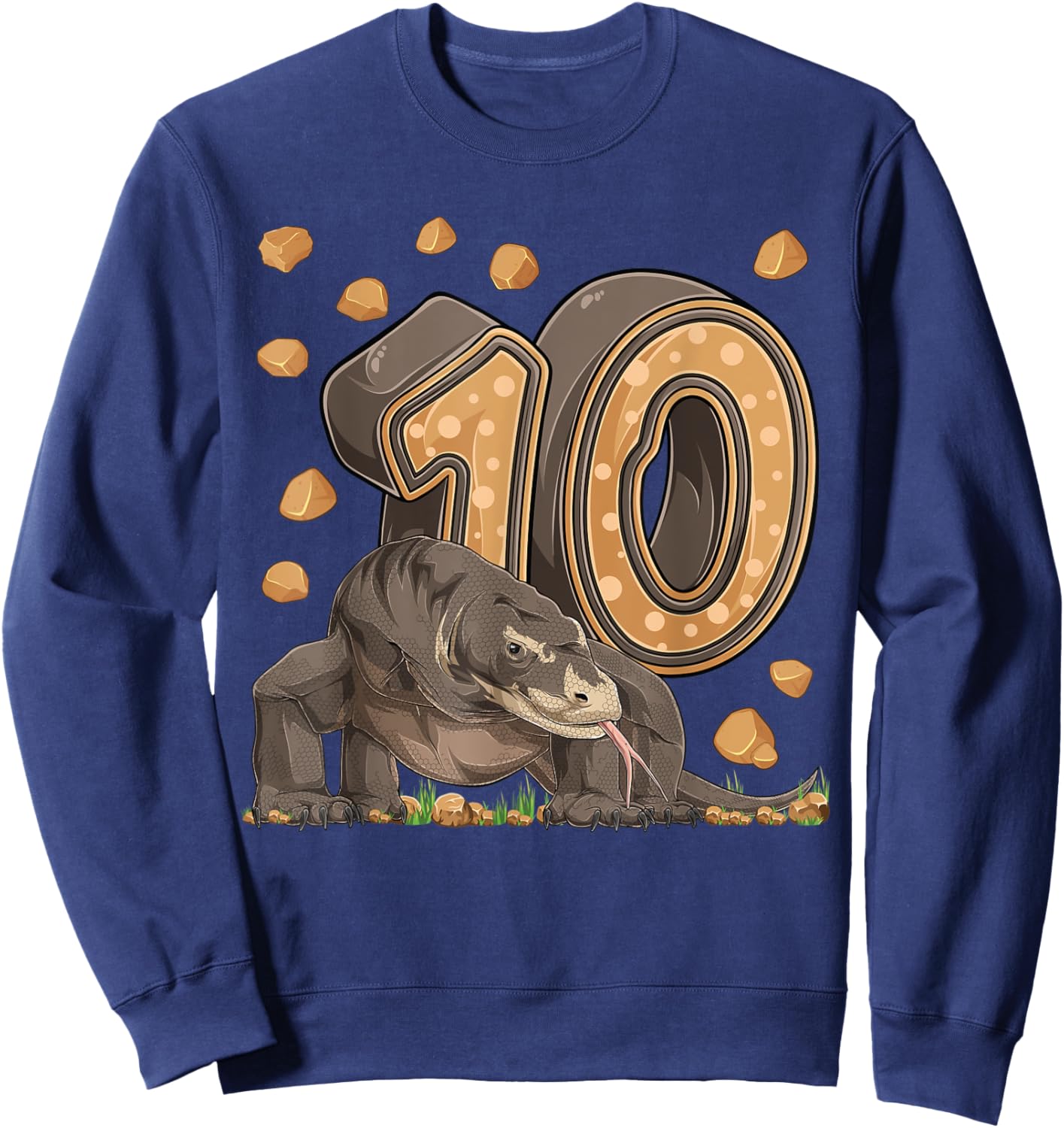 10 Year Old Komodo dragon Reptile 10th Birthday Party B-day Sweatshirt - Sweatshirt | Navy