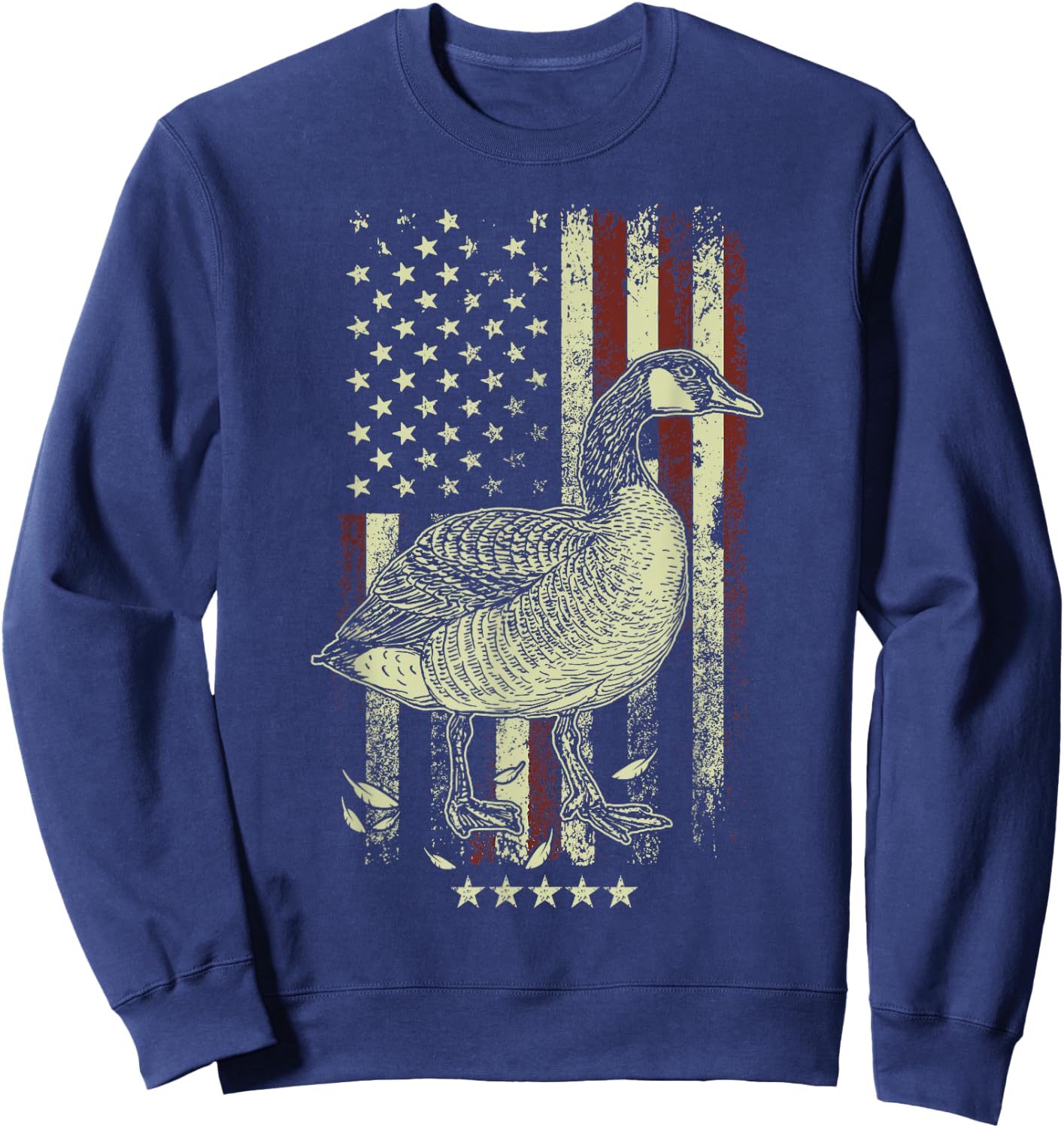 USA American Flag Hunters - Hunting Goose Bird Women Men Sweatshirt - Sweatshirt | Navy