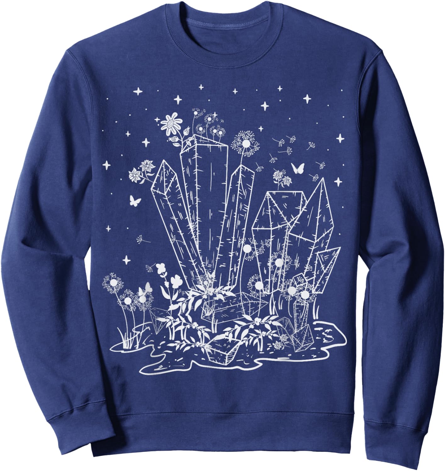 Adult witch crystals with butterflies and flowers Sweatshirt - Sweatshirt | Navy