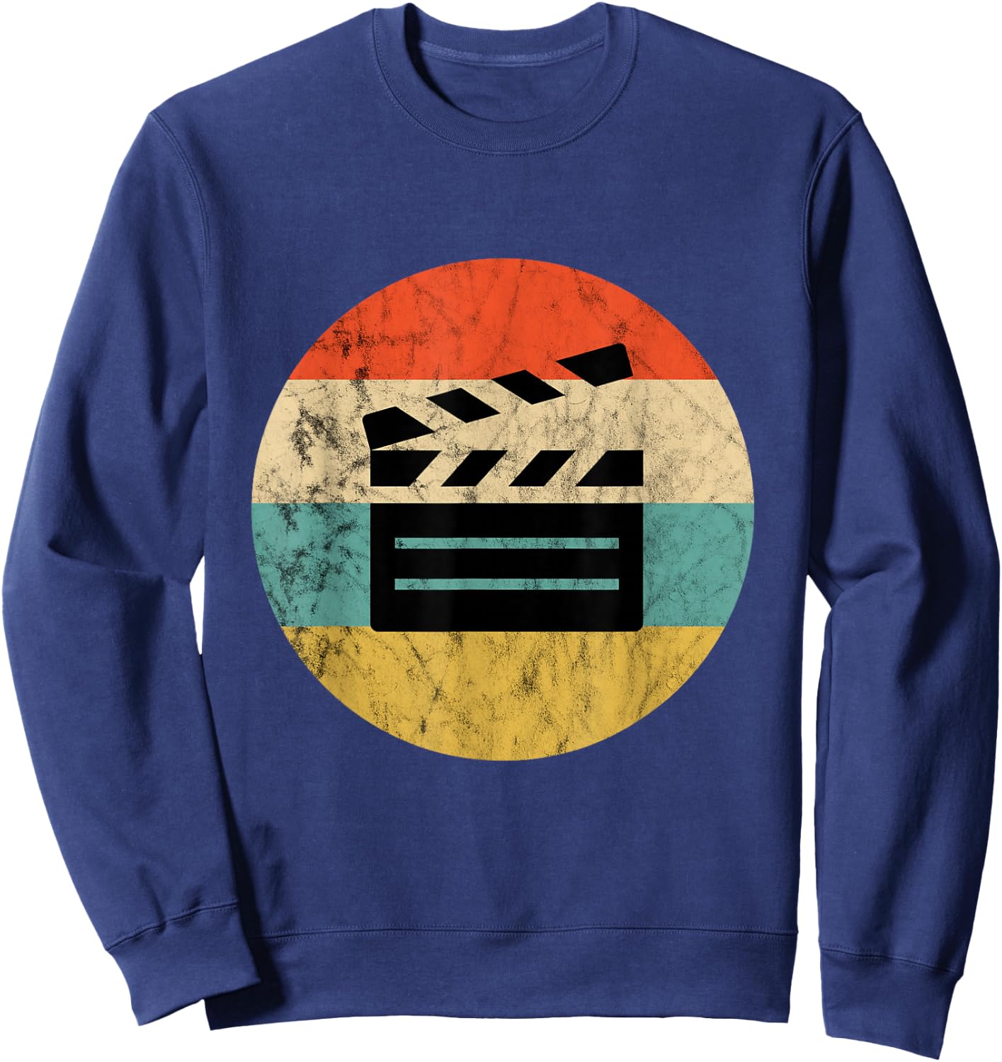 Filmmaker Clapboard Film Director Lover Retro Vintage Sunset Sweatshirt - Sweatshirt | Navy