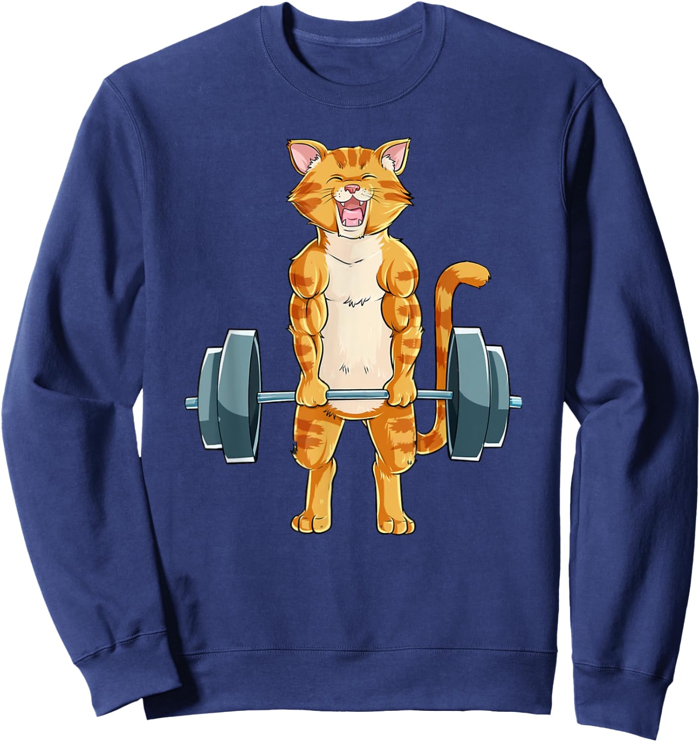 Cute Cat Powerlifting Weightlifting Deadlifting Gym Lover Sweatshirt - Sweatshirt | Navy
