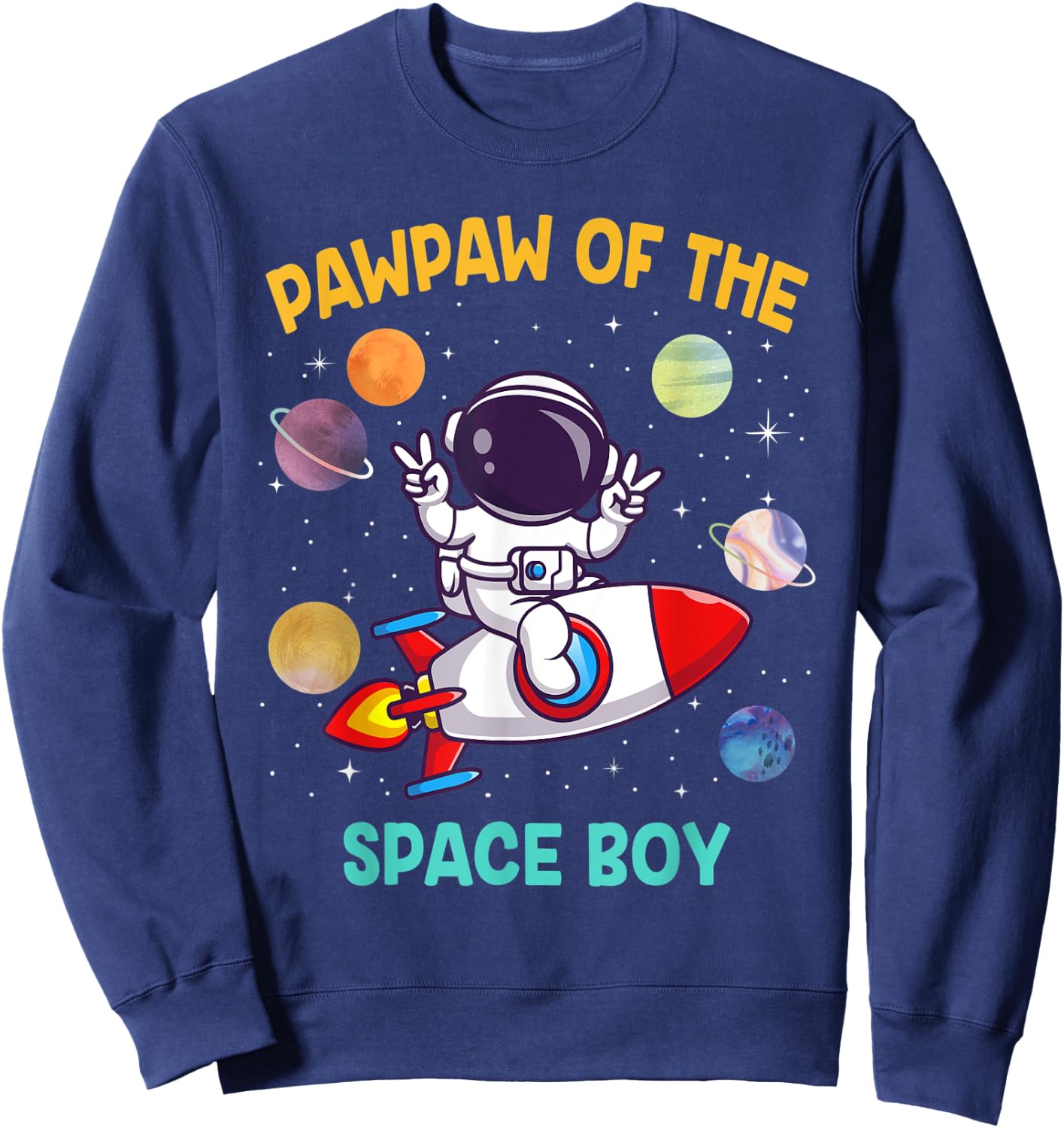 PawPaw Of The Birthday Astronaut Space Boy Theme Sweatshirt - Sweatshirt | Navy