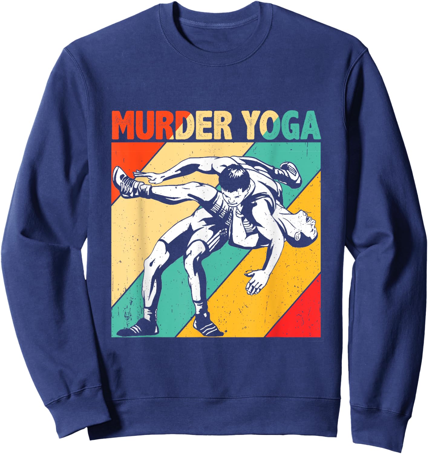 Murder Yoga Retro Vintage Wrestler Wrestling Sweatshirt - Sweatshirt | Navy