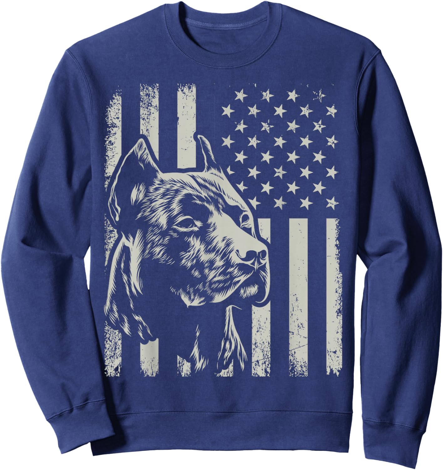Proud Patriotic Pit Bull Owner Lover American Flag Sweatshirt - Sweatshirt | Navy