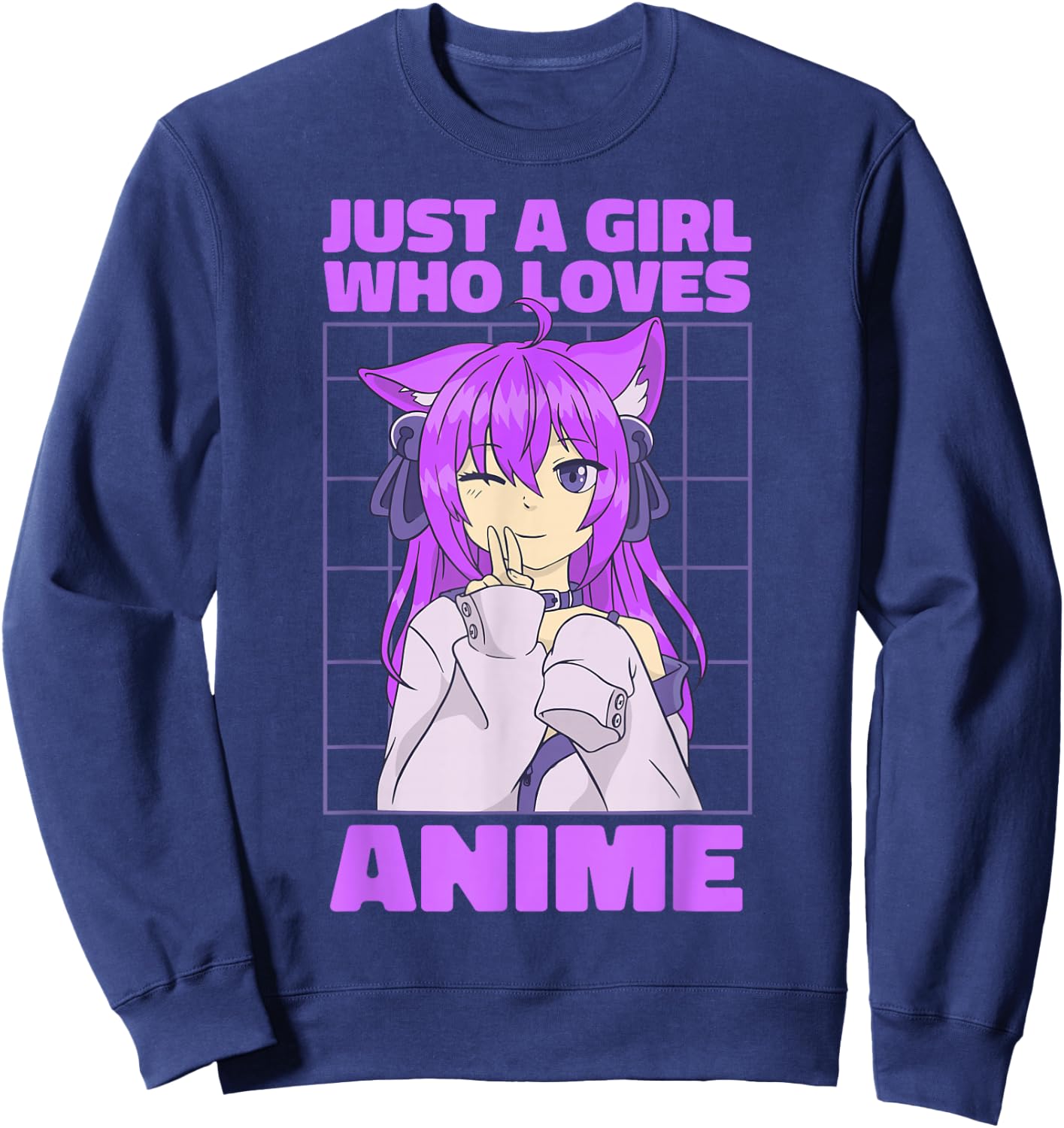 Just A Girl Who Loves Anime. Anime Girl. Anime Merch. Otaku Sweatshirt - Sweatshirt | Navy
