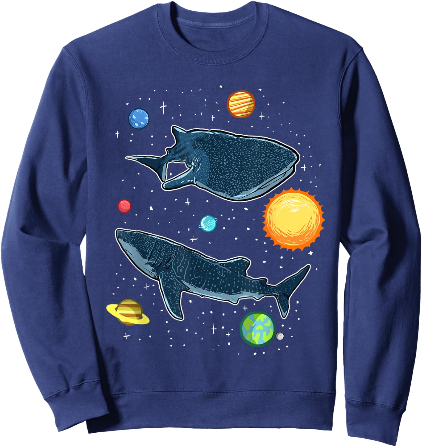 Sharks In The Galaxy Funny Whale Shark Lover Sweatshirt - Sweatshirt | Navy