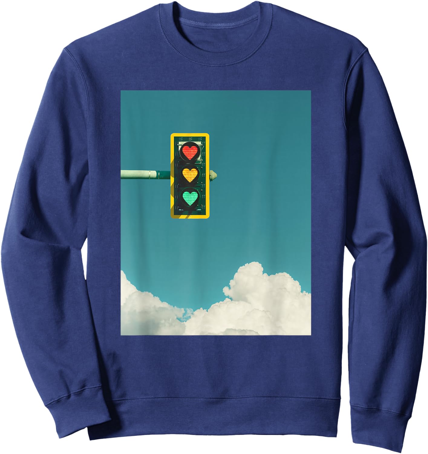 Indie Aesthetic y2k Light Traffic Heart Teen Girls 90s Sweatshirt - Sweatshirt | Navy