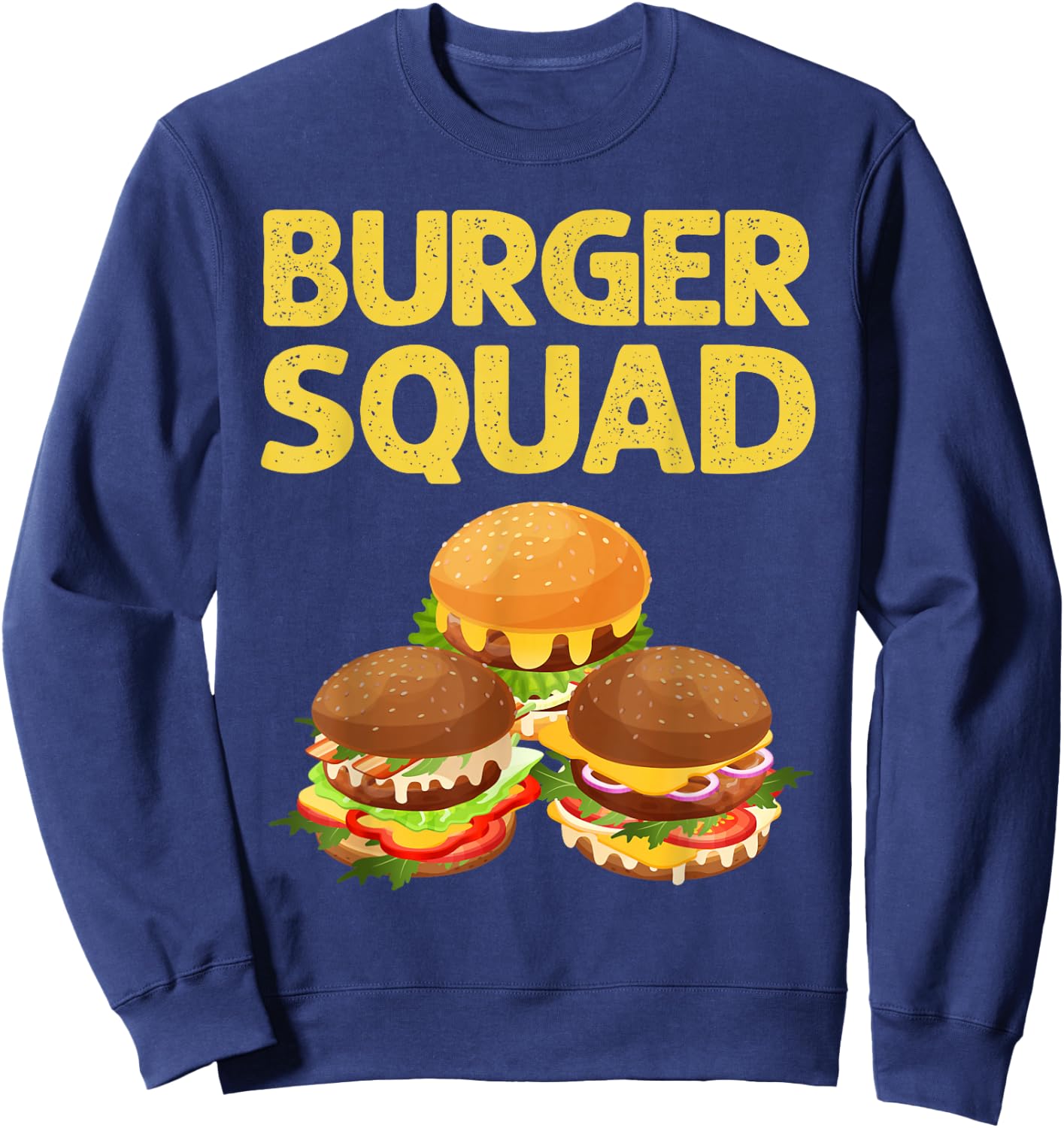 Cool Hamburger Art Men Women Cheeseburger Fast Food Burger Sweatshirt - Sweatshirt | Navy