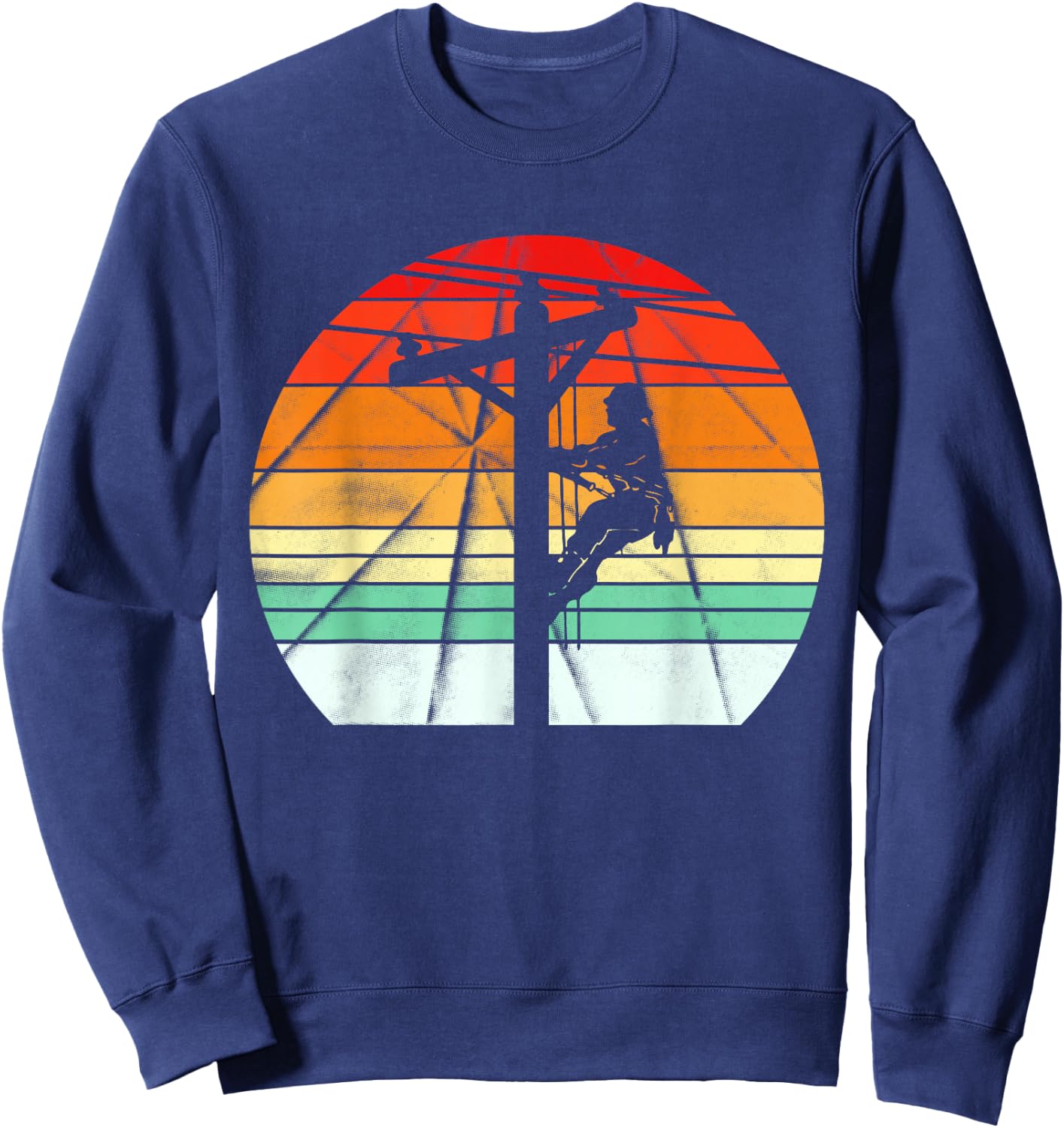 Lineman Retro Style Electrician Support Your Local Pole Sweatshirt - Sweatshirt | Navy