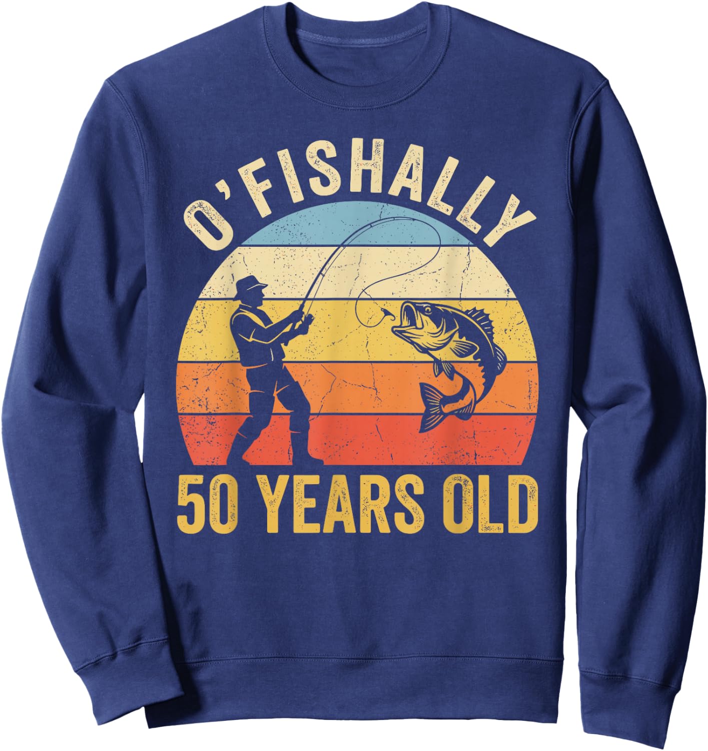 Ofishally 50 Years Old 50th Birthday Fishing Sweatshirt - Sweatshirt | Navy