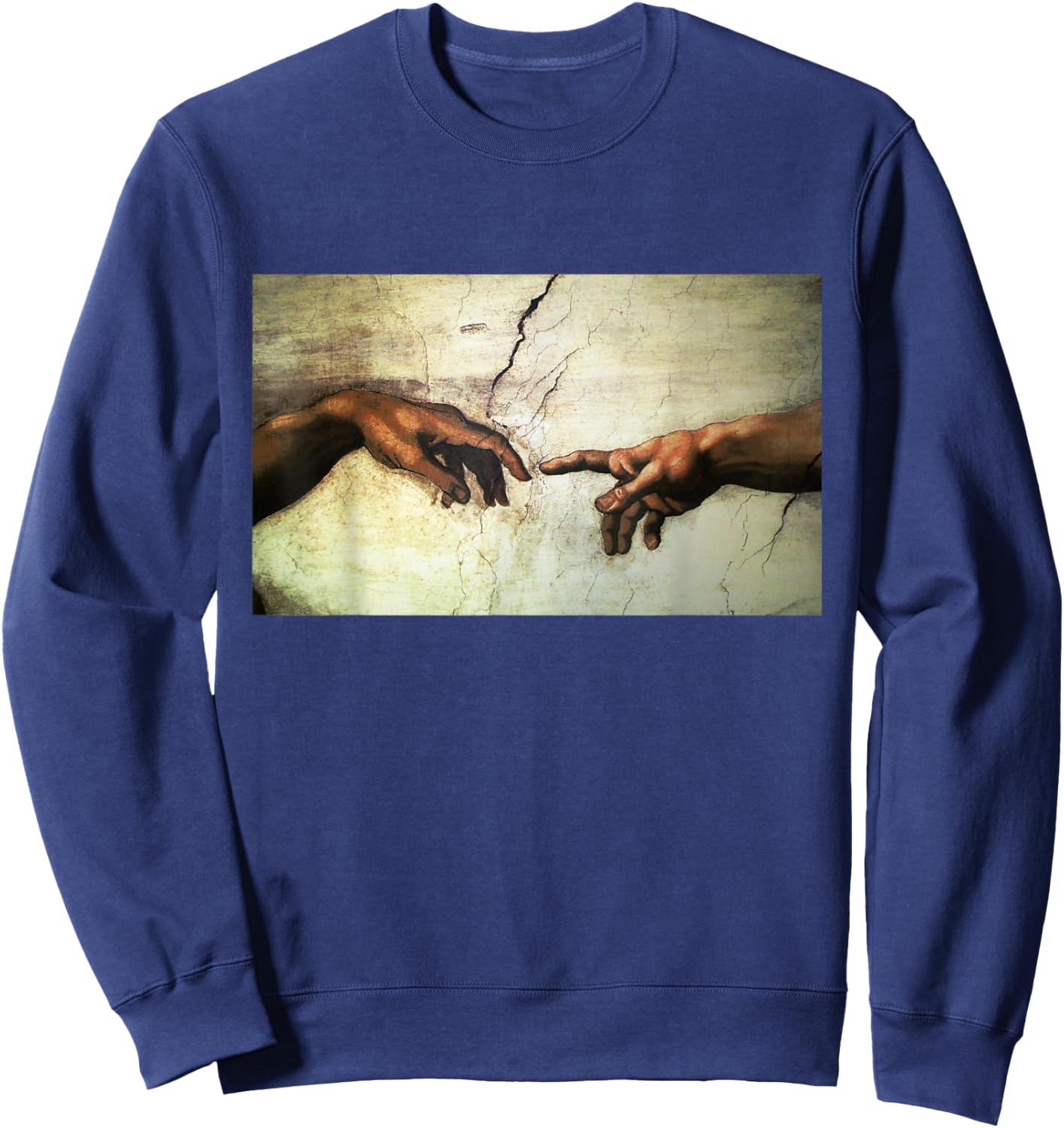 MichelAngelo - creation of Adam - vintage art Sweatshirt - Sweatshirt | Navy