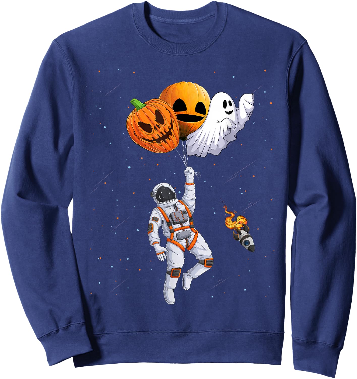 funny kids toddlers jack o lantern Space Astronaut Halloween Sweatshirt - Sweatshirt | Navy