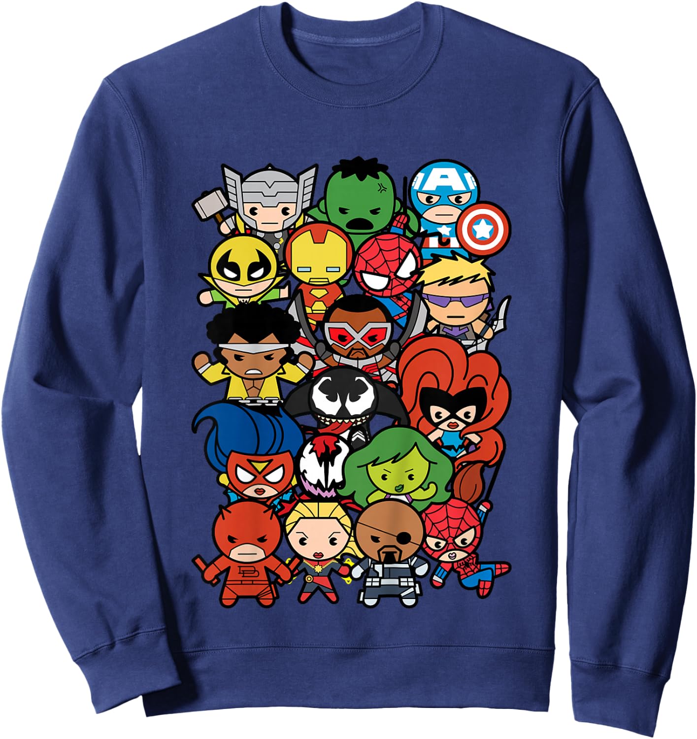 Kids Marvel Heroes and Villains Team Kawaii Kids Graphic Sweatshirt - Sweatshirt | Navy