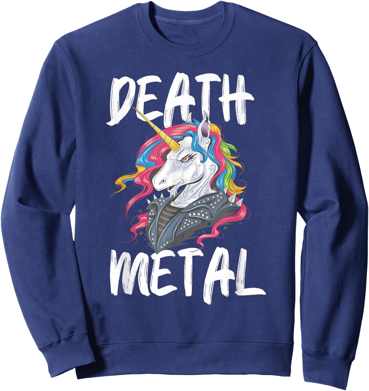 Unicorn Death Metal Rocker Go To Hell Funny Gift Sweatshirt - Sweatshirt | Navy