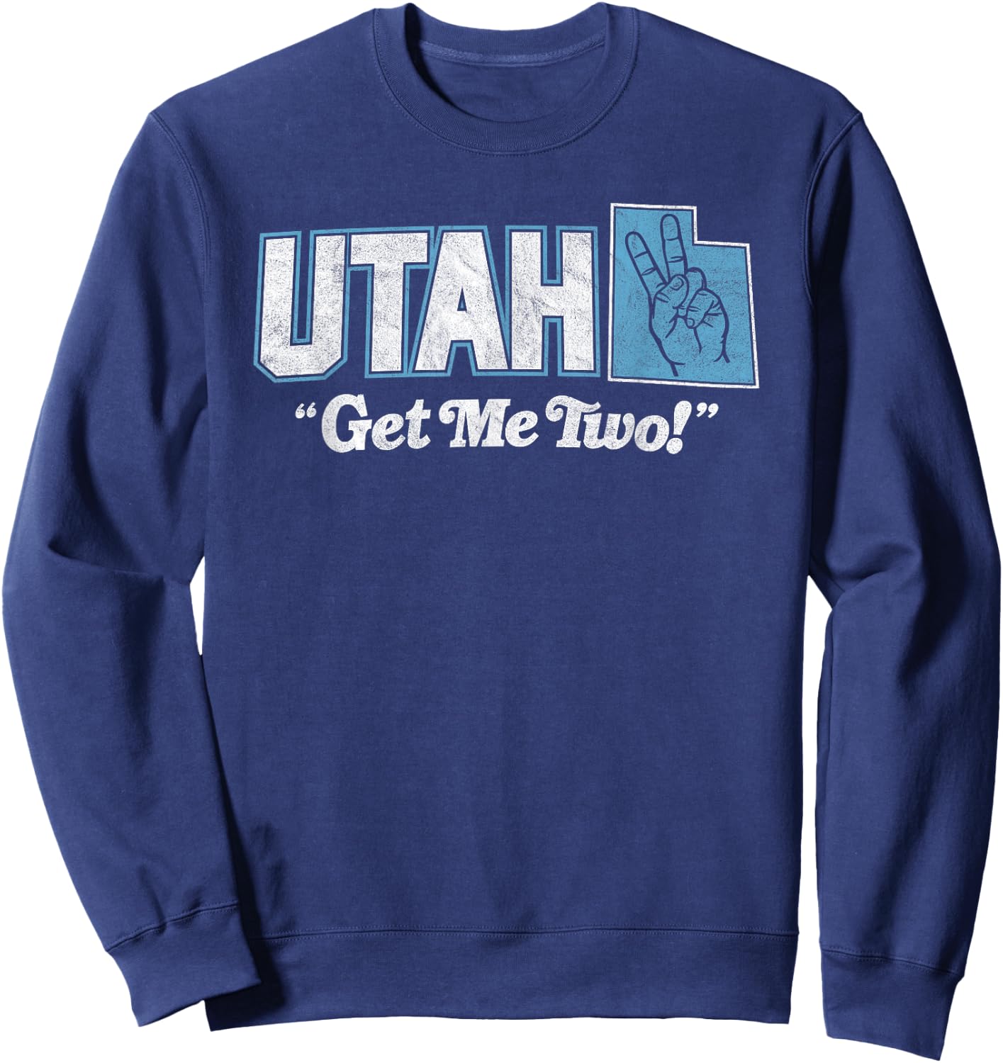 UTAH - state slogan get me two finger hand retro 90s action Sweatshirt - Sweatshirt | Navy