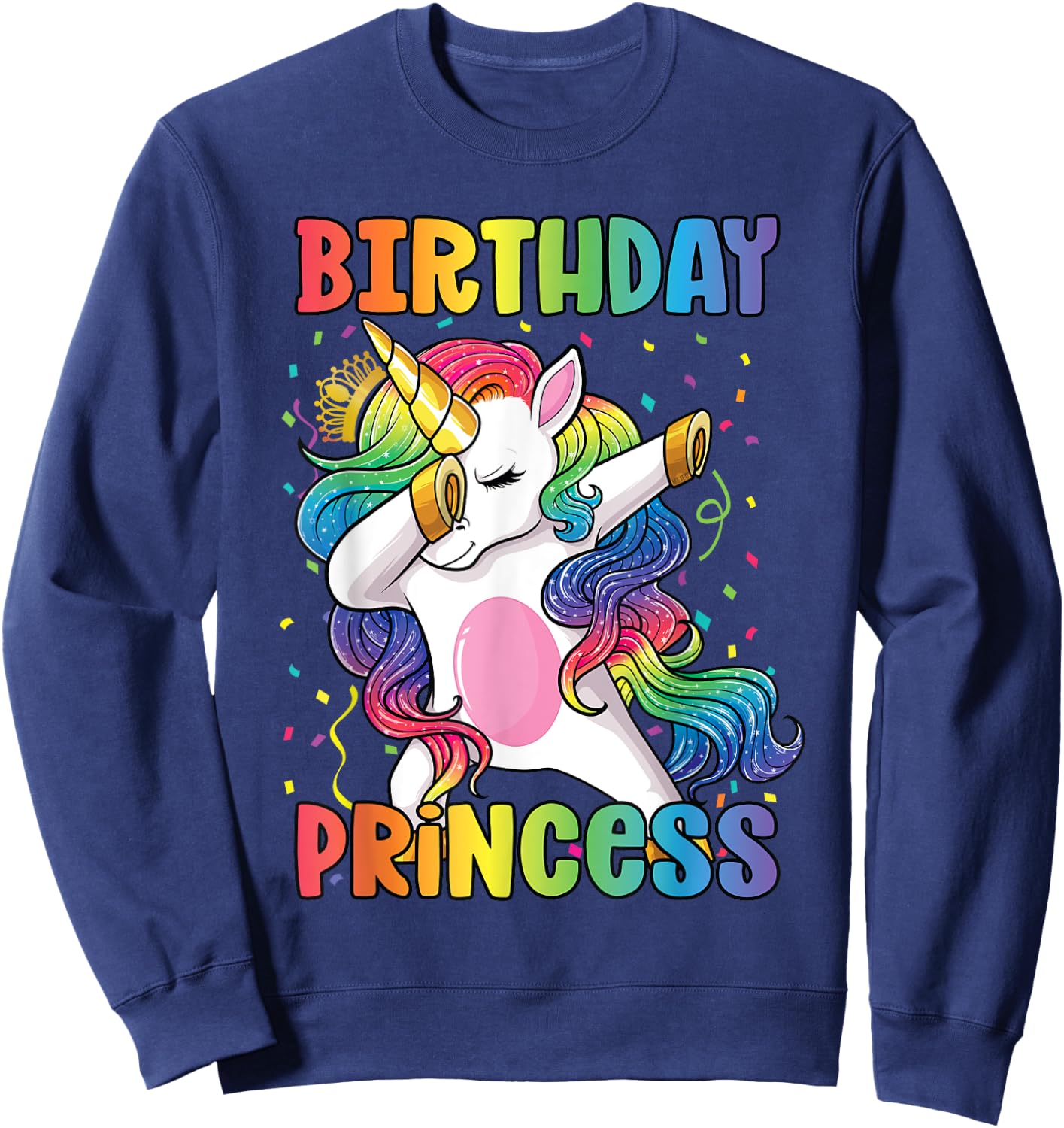 Birthday Princess Shirt Dabbing Unicorn Girl Sweatshirt - Sweatshirt | Navy