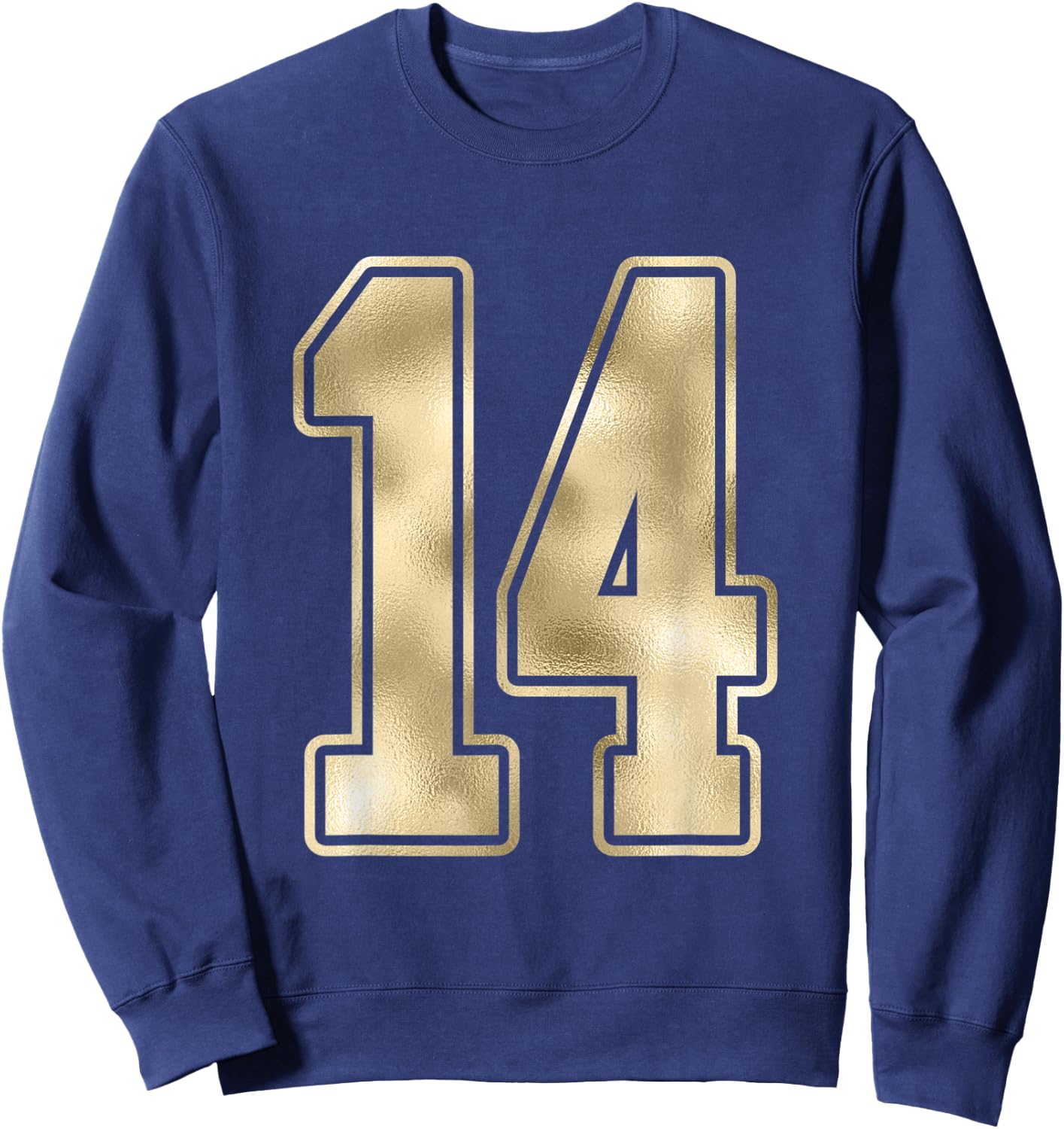 #14 Gold Outline Number 14 Sports Fan Jersey Style Shirt Sweatshirt - Sweatshirt | Navy