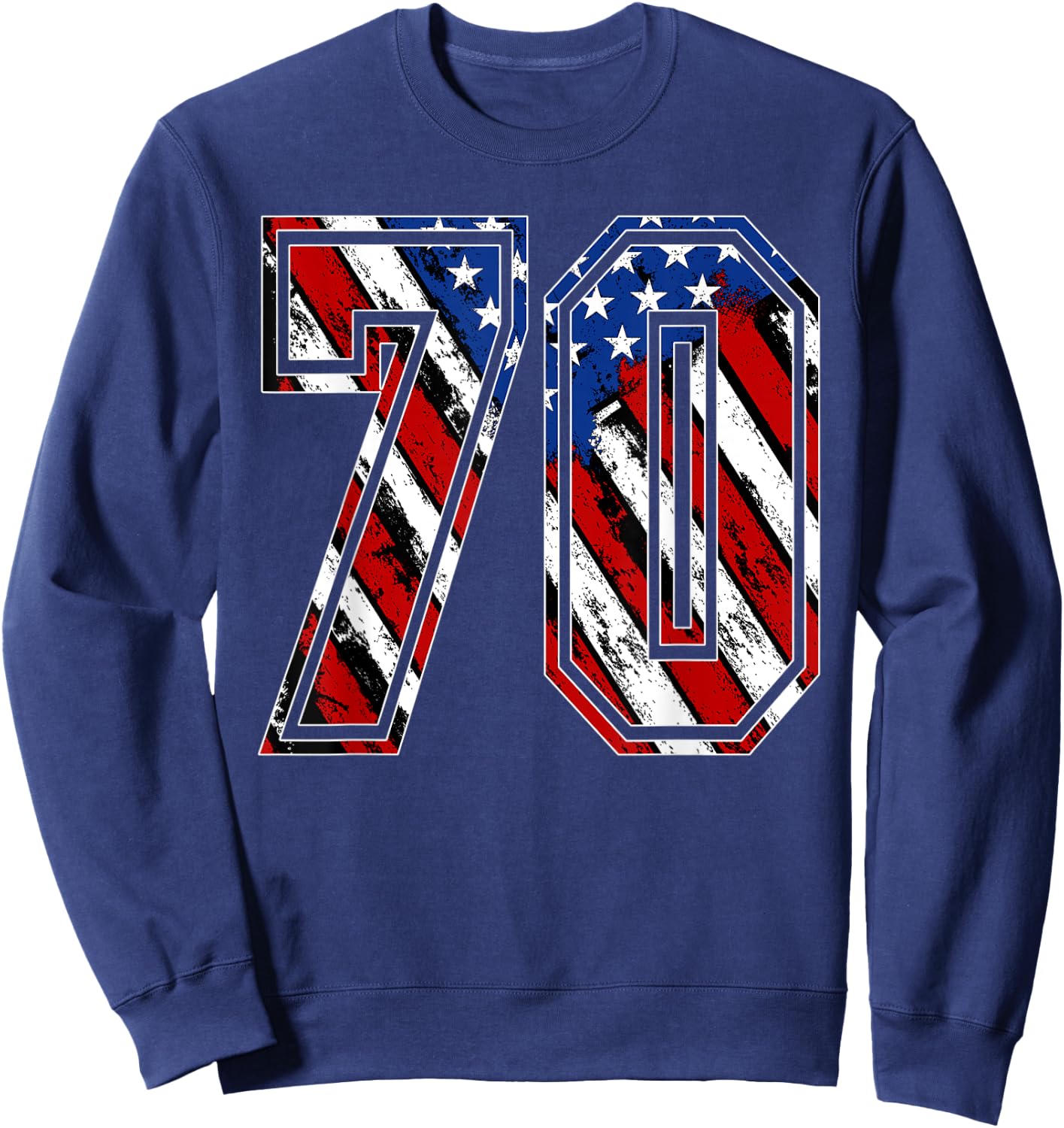 Number 70 Red White and Blue American Flag #70 Jersey Shirt Sweatshirt - Sweatshirt | Navy