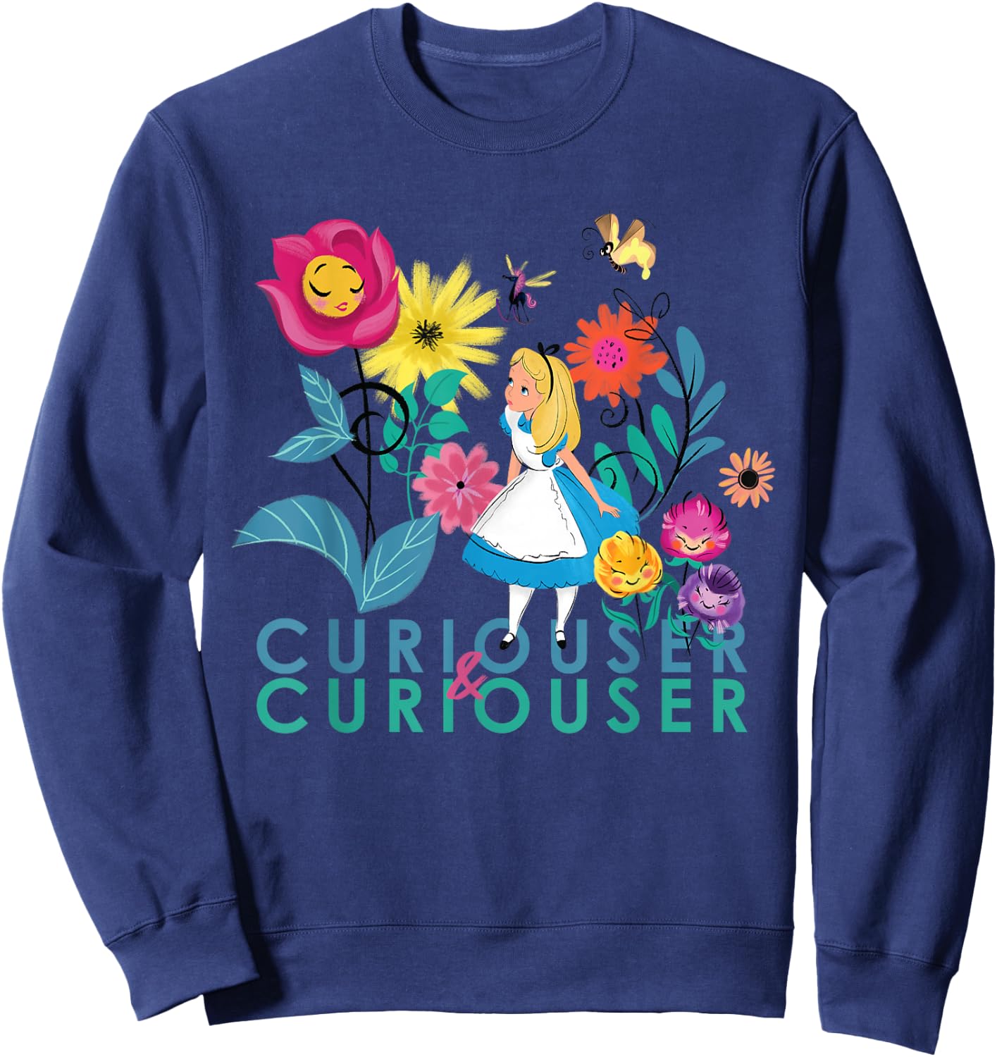 Disney Alice in Wonderland Curiouser & Curiouser Small Sweatshirt - Sweatshirt | Navy