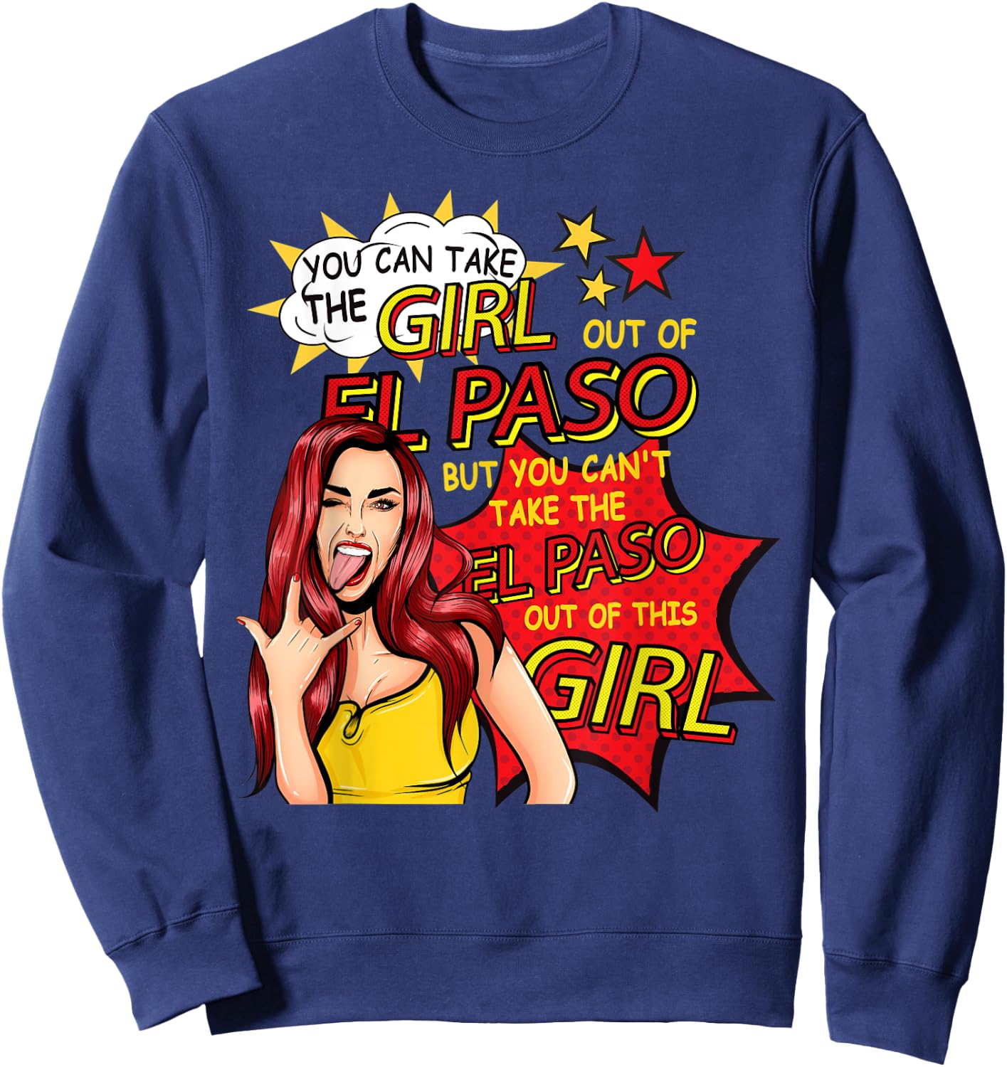 Retro Girl From El Paso - Comic Style - El Paso Girl Sweatshirt - Sweatshirt | Navy