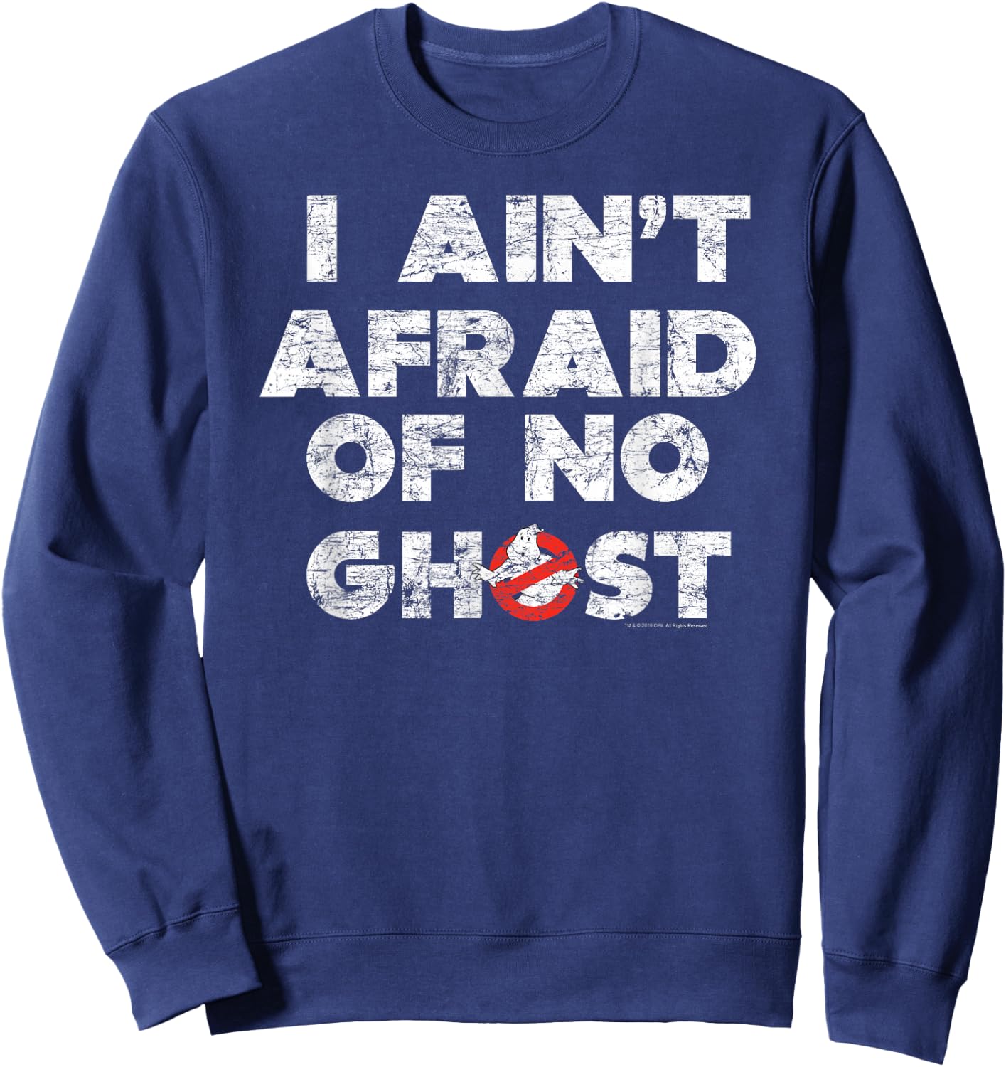 Ghostbusters I Ain't Afraid Distressed Sweatshirt - Sweatshirt | Navy