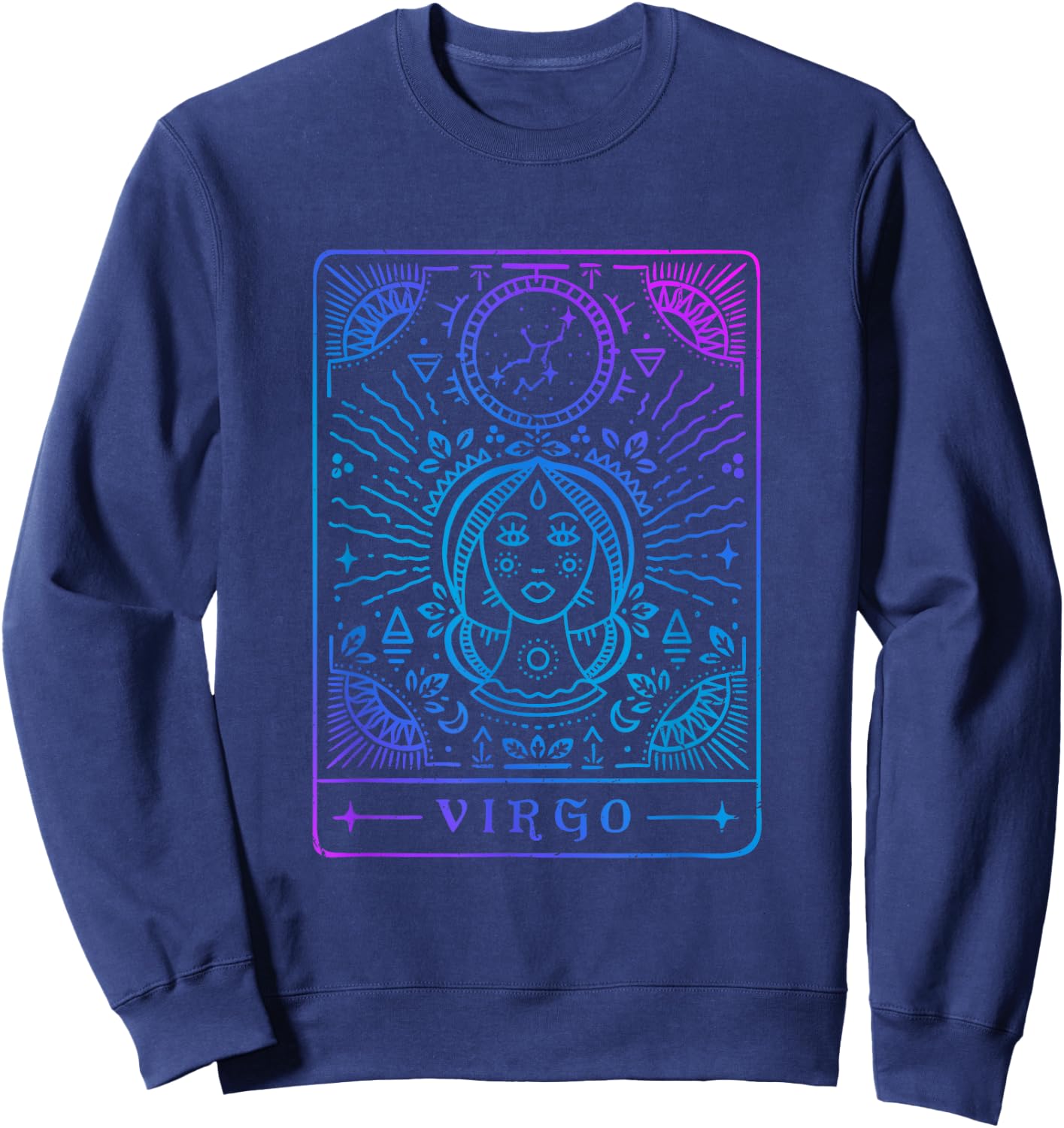Virgo Hand-Drawn Horoscope Art / Astrology & Zodiac Sign Sweatshirt - Sweatshirt | Navy