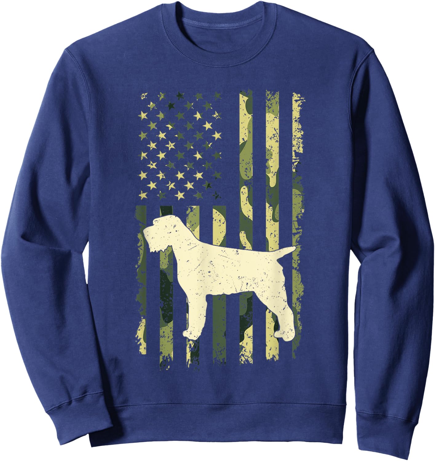 Wirehaired Pointing Griffon Shirts Camouflage American Flag Kids Men Sweatshirt - Sweatshirt | Navy