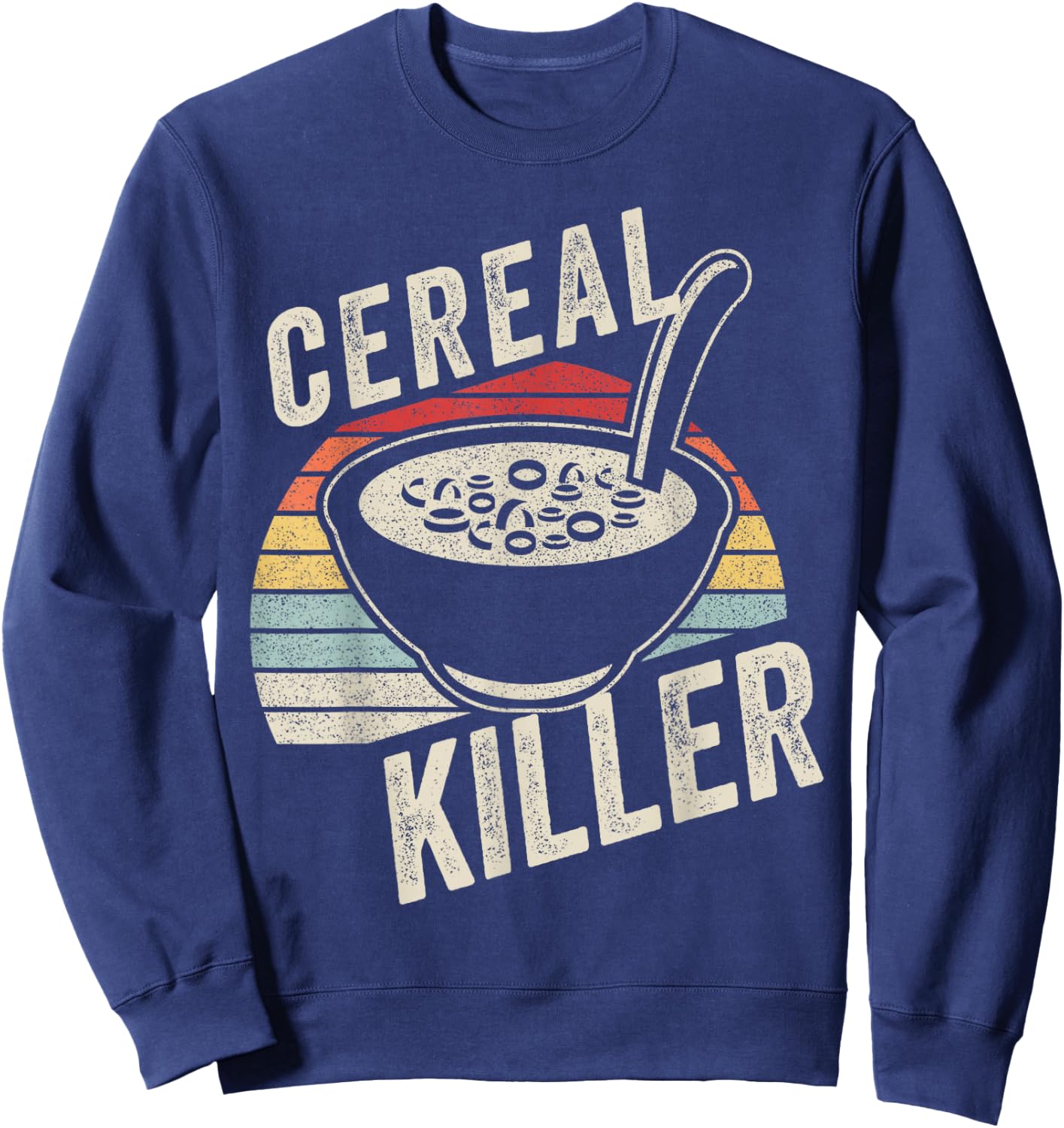 Vintage Retro Cereal Killer Breakfast Brunch Food Funny Sweatshirt - Sweatshirt | Navy