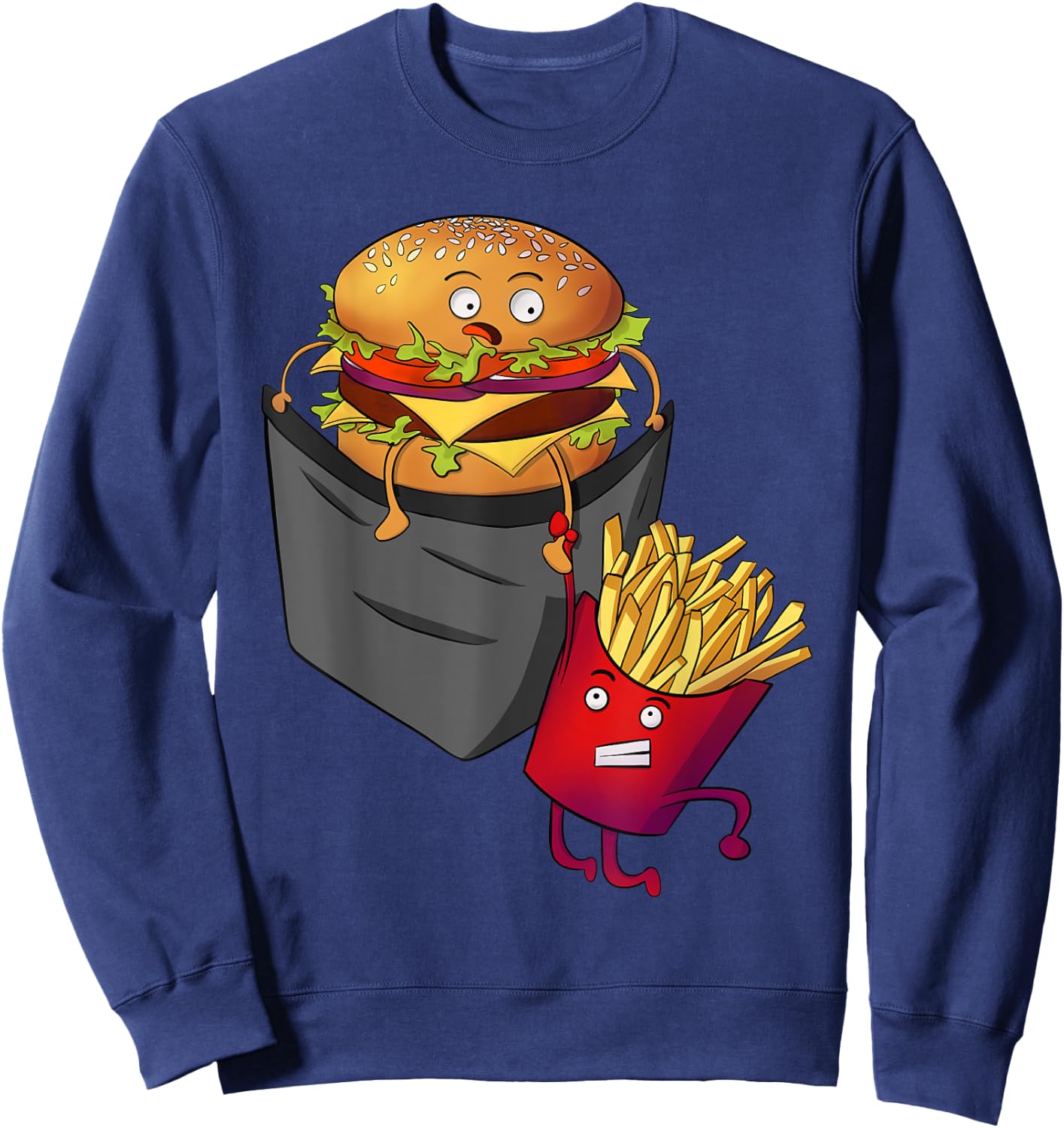 Fast Food in Pocket - Fries Burger Pommes Frites Potato Sweatshirt - Sweatshirt | Navy