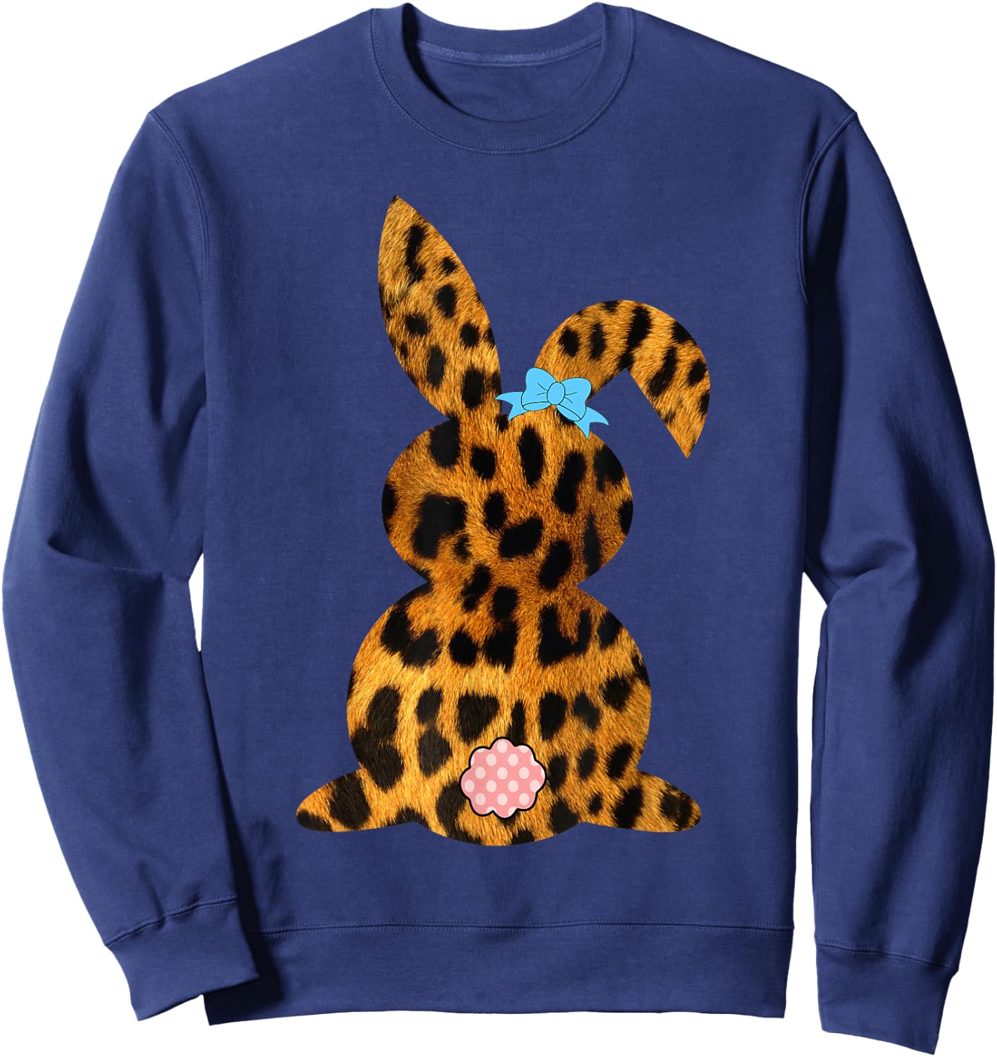 Easter Bunny Shirt Leopard Pattern Rabbit 2023 Sweatshirt - Sweatshirt | Navy