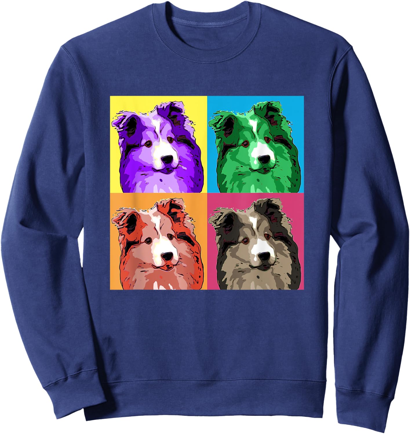 Sheltie Pop Art Style Shetland Sheepdog Women Girls Kids Sweatshirt - Sweatshirt | Navy