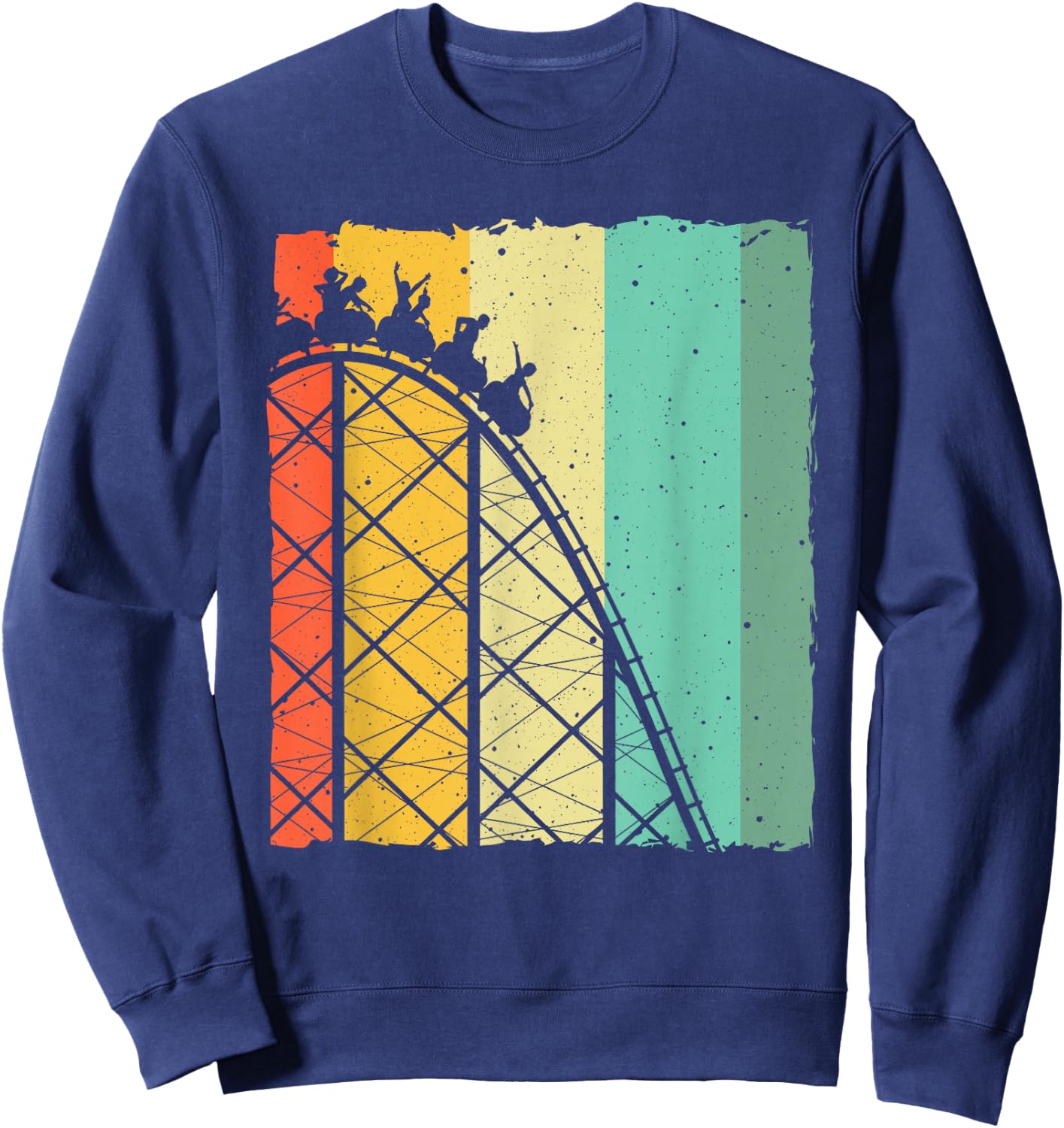 Cute Vintage Roller Coaster Design Men Women Amusement Park Sweatshirt - Sweatshirt | Navy