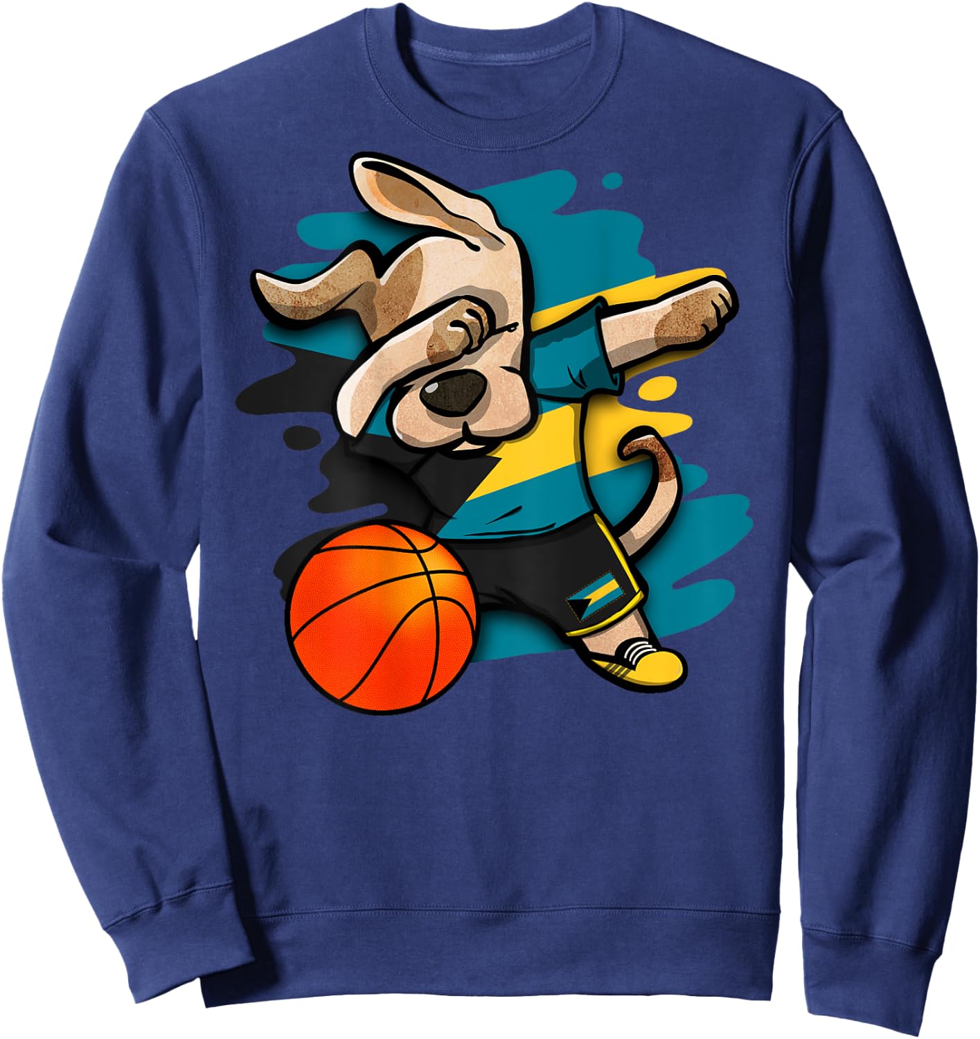 Dabbing Dog Bahamas Basketball Fans Jersey Bahamian Sports Women Kids Sweatshirt - Sweatshirt | Navy
