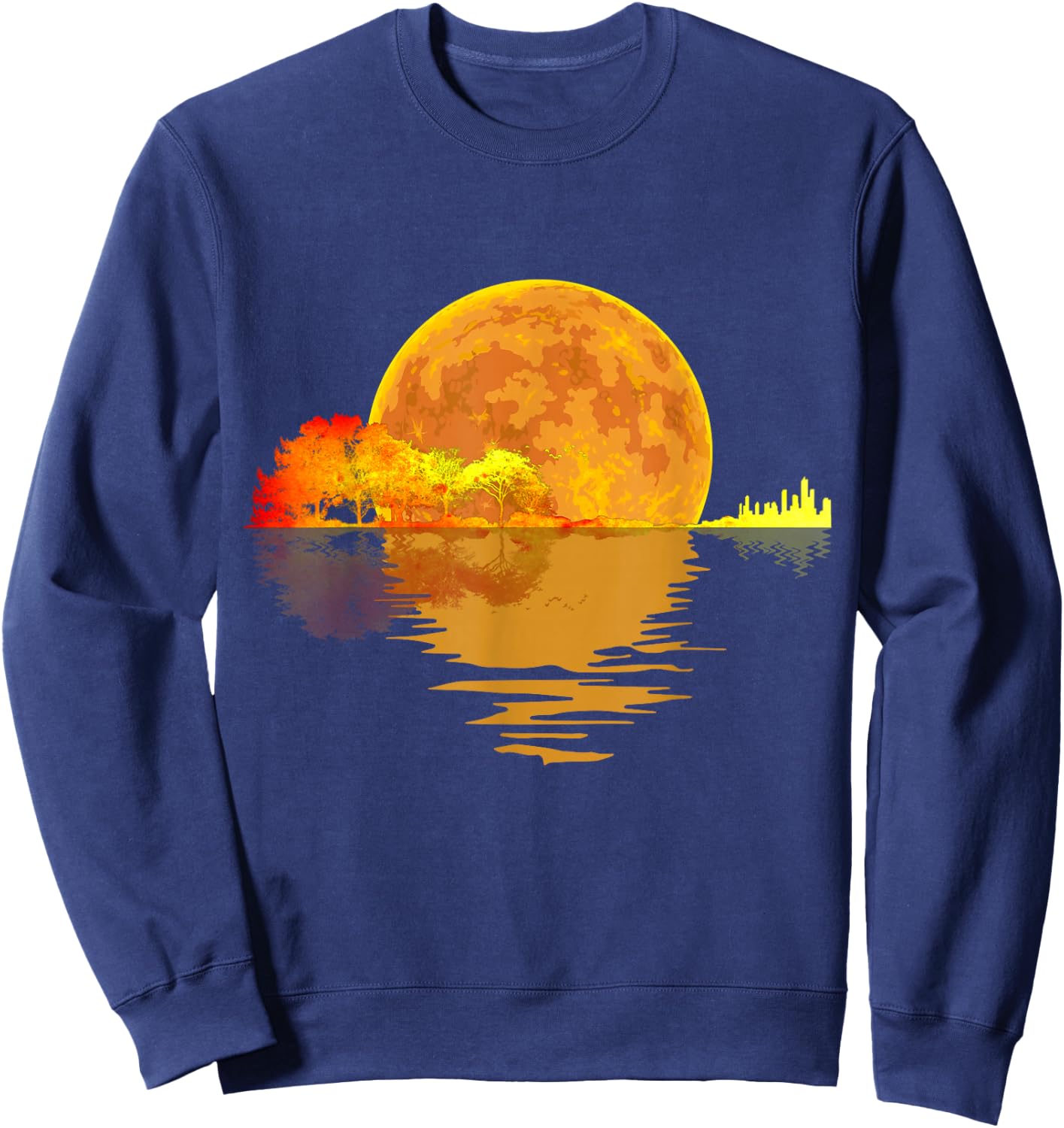 Guitar Nature Moon Music Lover Gift Acoustic Guitar Sweatshirt - Sweatshirt | Navy