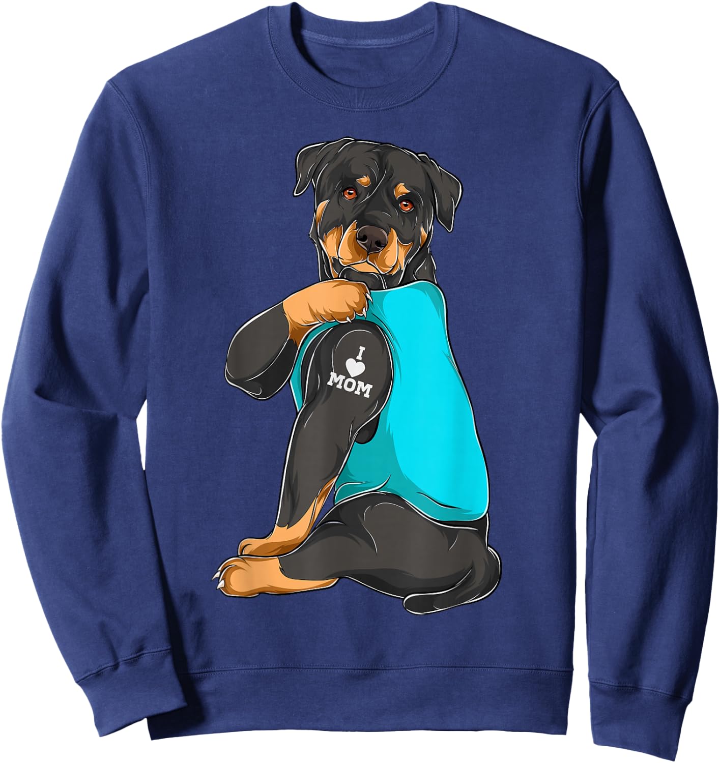Rottweiler I Love Mom Tattoo Apparel, Dog Mom Gifts Sweatshirt - Sweatshirt | Navy