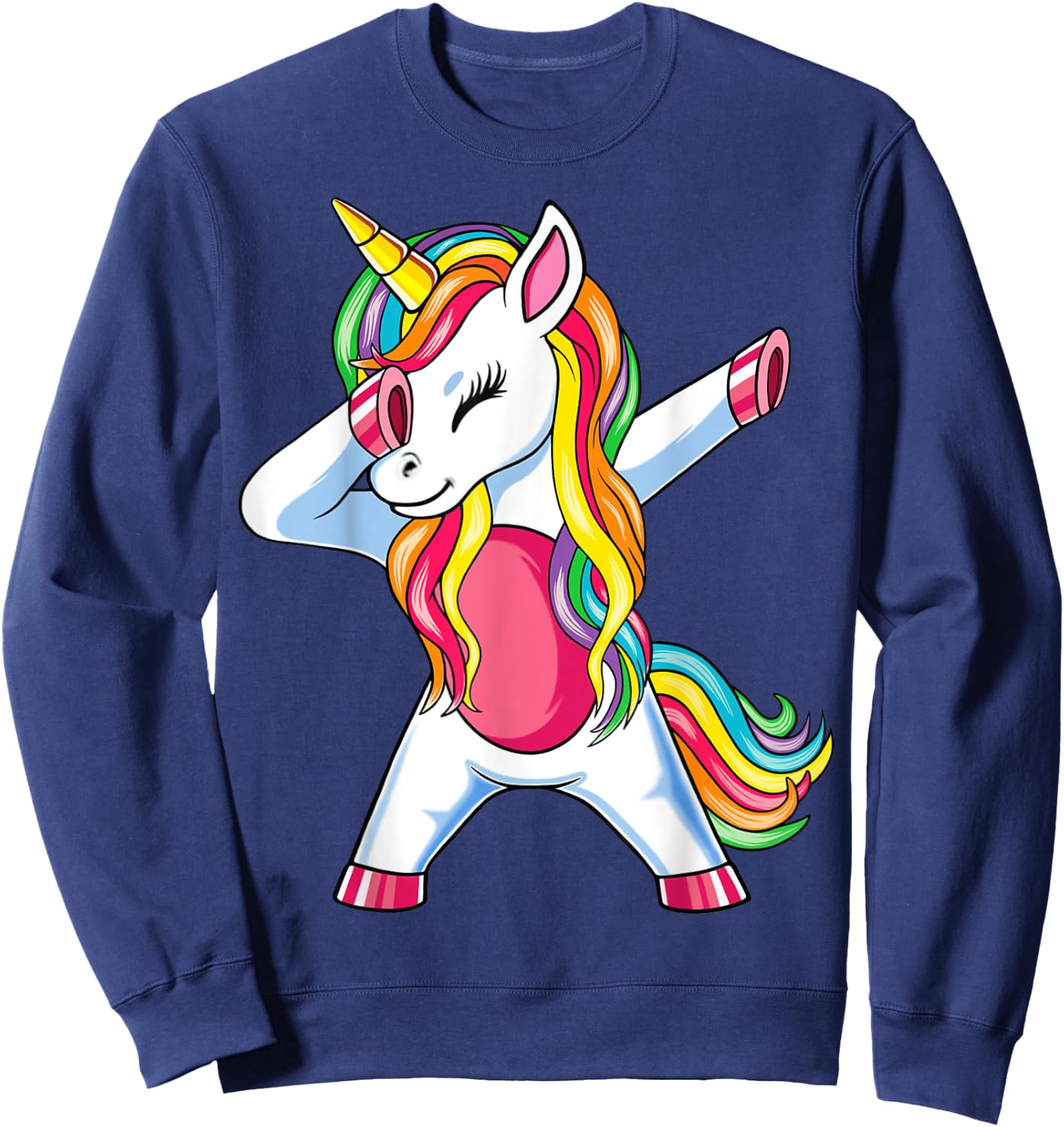 Dabbing Unicorn Girls Kids Women Rainbow Unicorns Sweatshirt - Sweatshirt | Navy