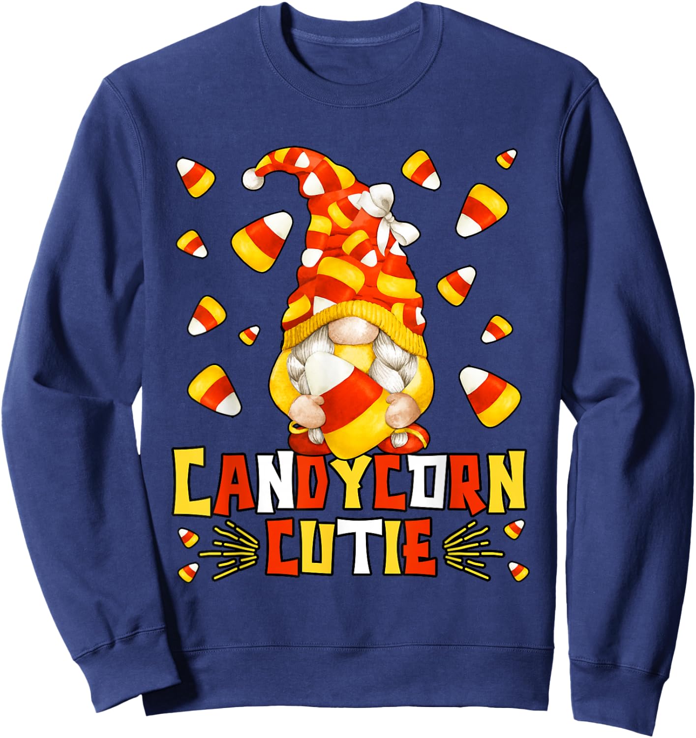Cute Candy Corn Cutie For Kids & Halloween Candycorn Gnome Sweatshirt - Sweatshirt | Navy