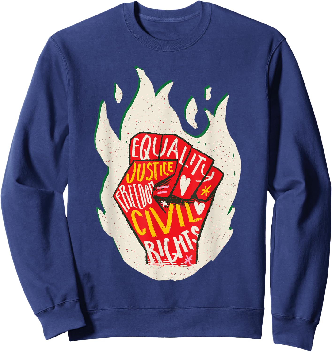 Black History Month Black Fist Shirt Men Kids Fire Sweatshirt - Sweatshirt | Navy