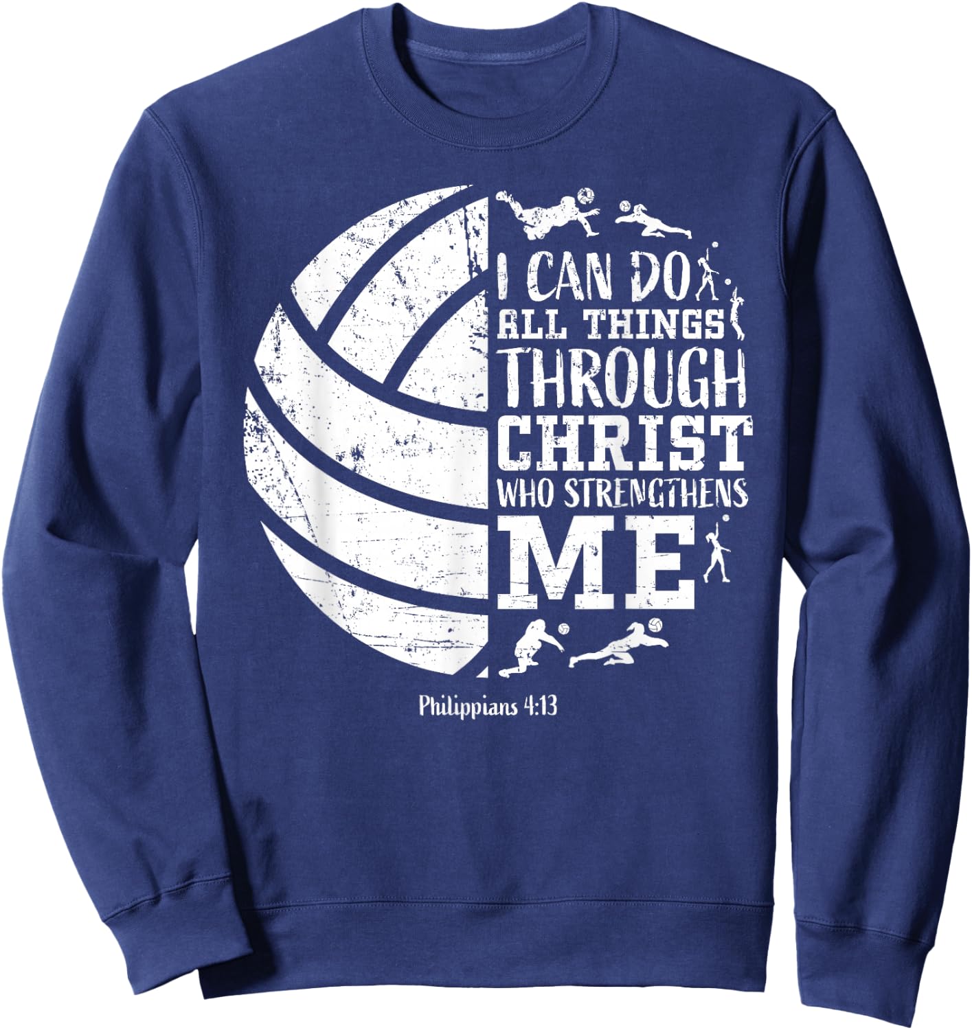 Volleyball Gifts Teen Girls Women Men Boy Christian Verse Sweatshirt - Sweatshirt | Navy
