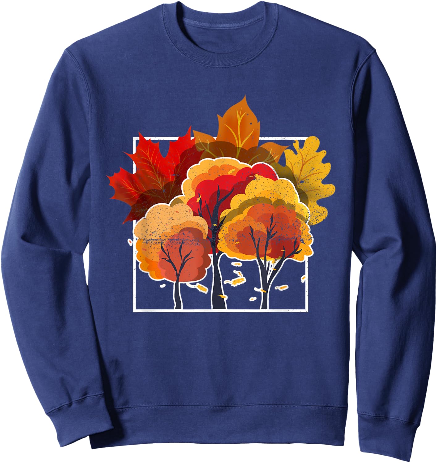 Nature Forest Leaves Autumn Trees Fall Sweatshirt - Sweatshirt | Navy