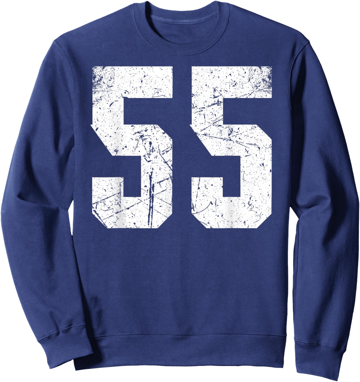 Number #55 Sport White Vintage Uni Number Sweatshirt - Sweatshirt | Navy