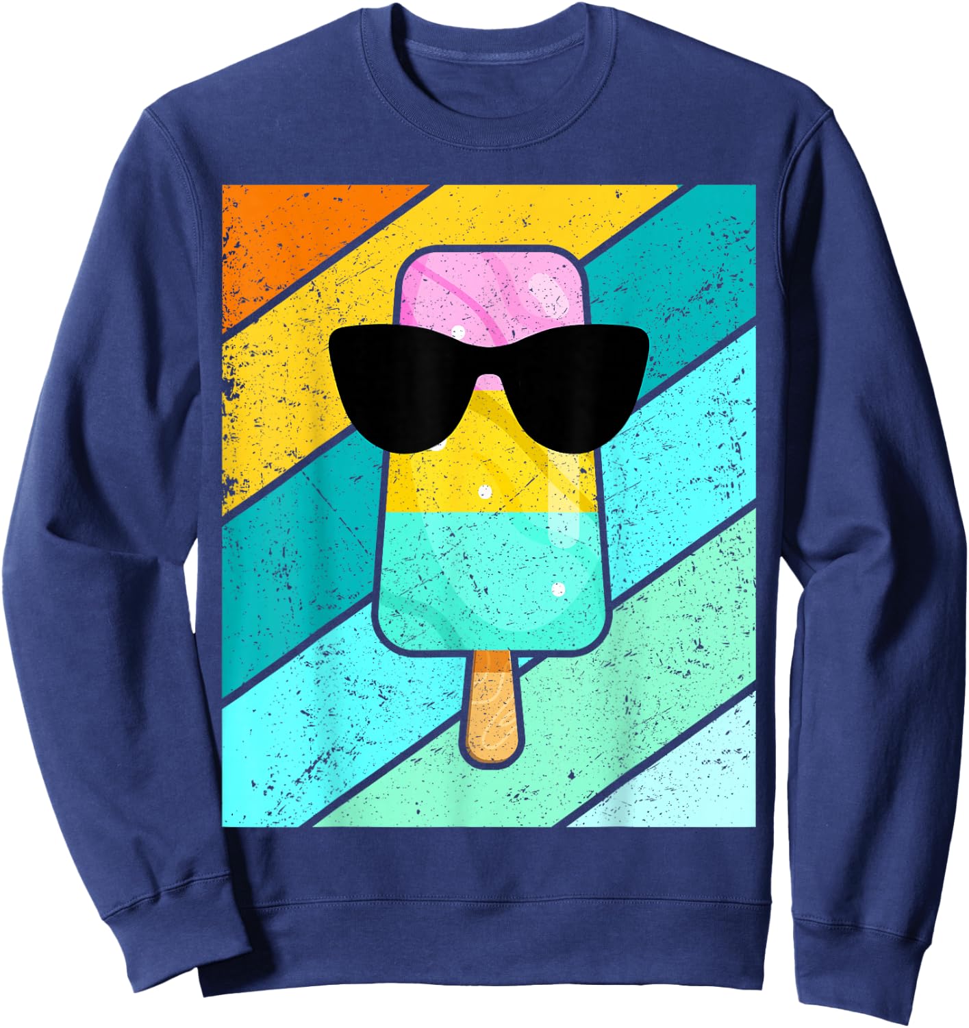 Cool Popsicle Summer Break Sunglass Funny Ice Cream Lover Sweatshirt - Sweatshirt | Navy