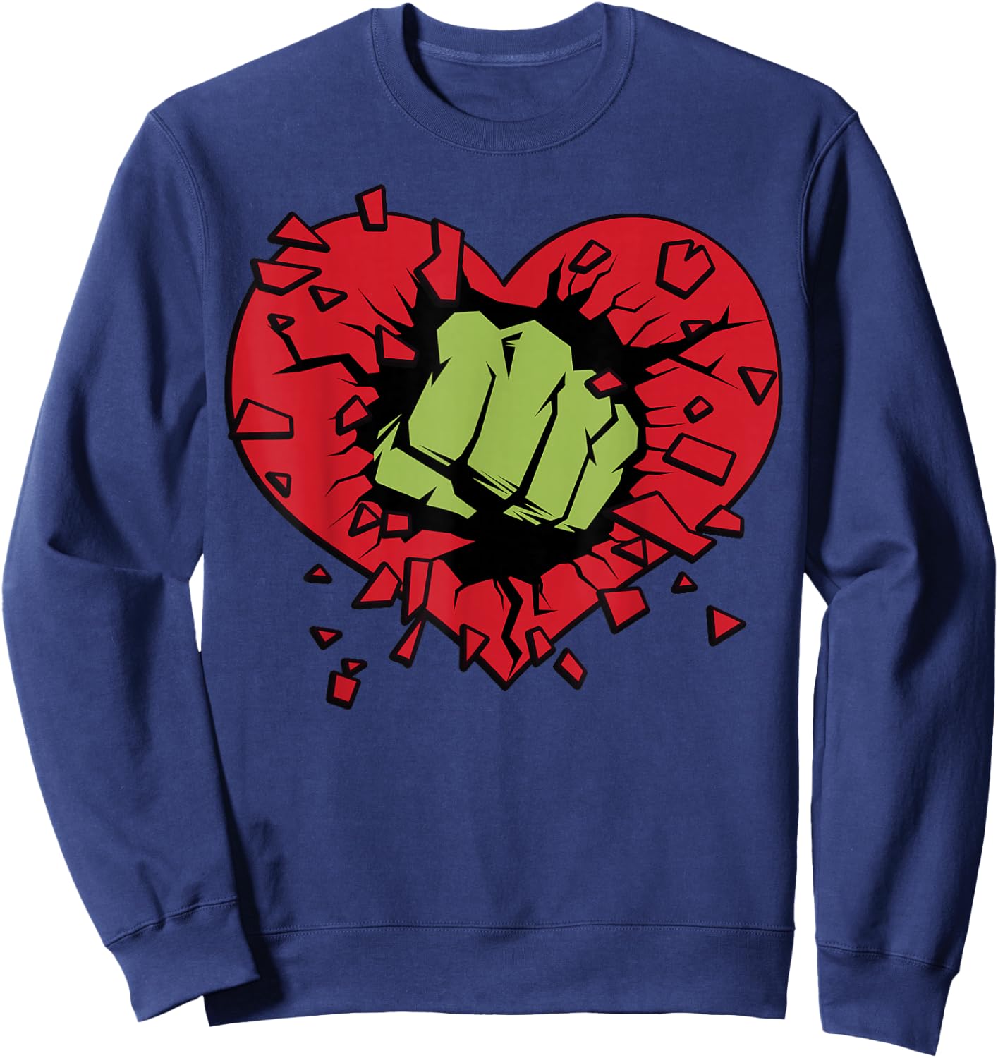 Marvel Hulk Smash Heart Valentine's Day Sweatshirt - Sweatshirt | Navy