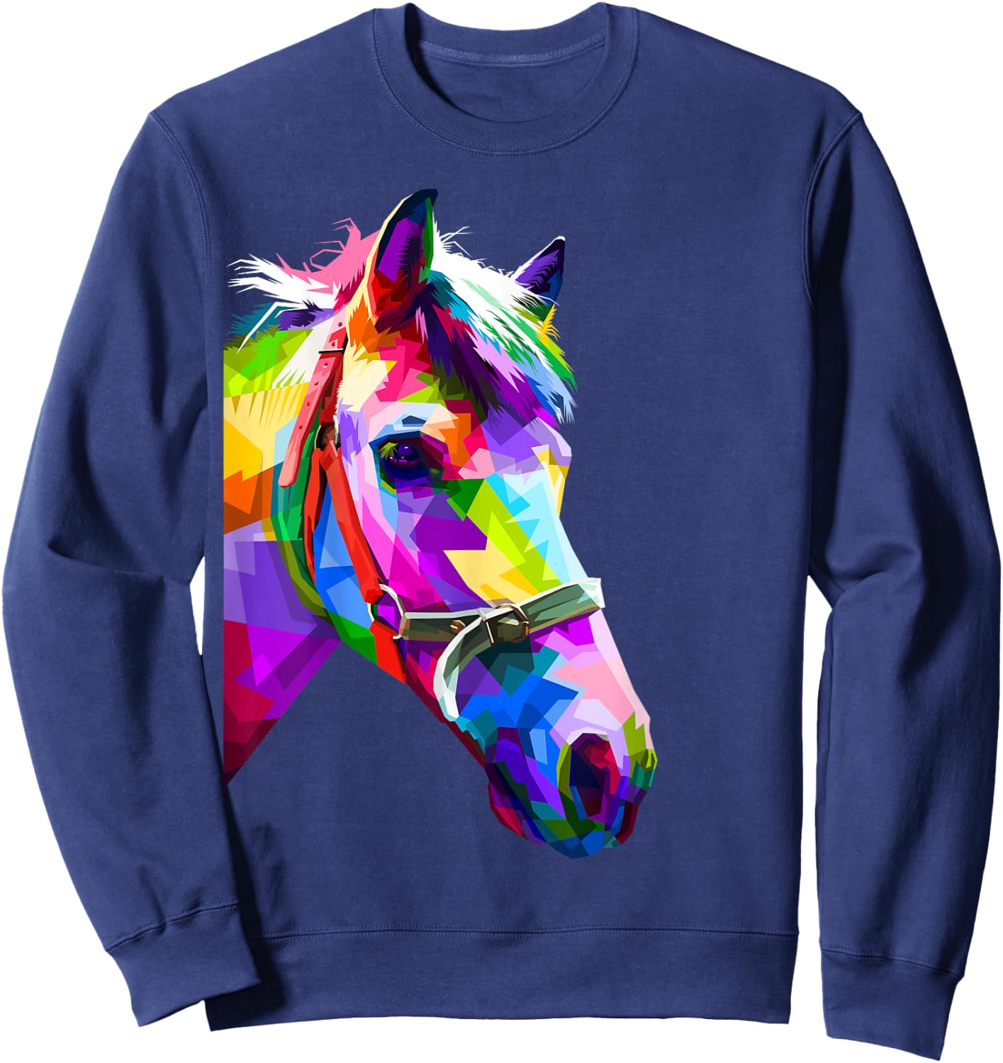 Colorful pop art horse portrait | Funny Horses Sweatshirt - Sweatshirt | Navy